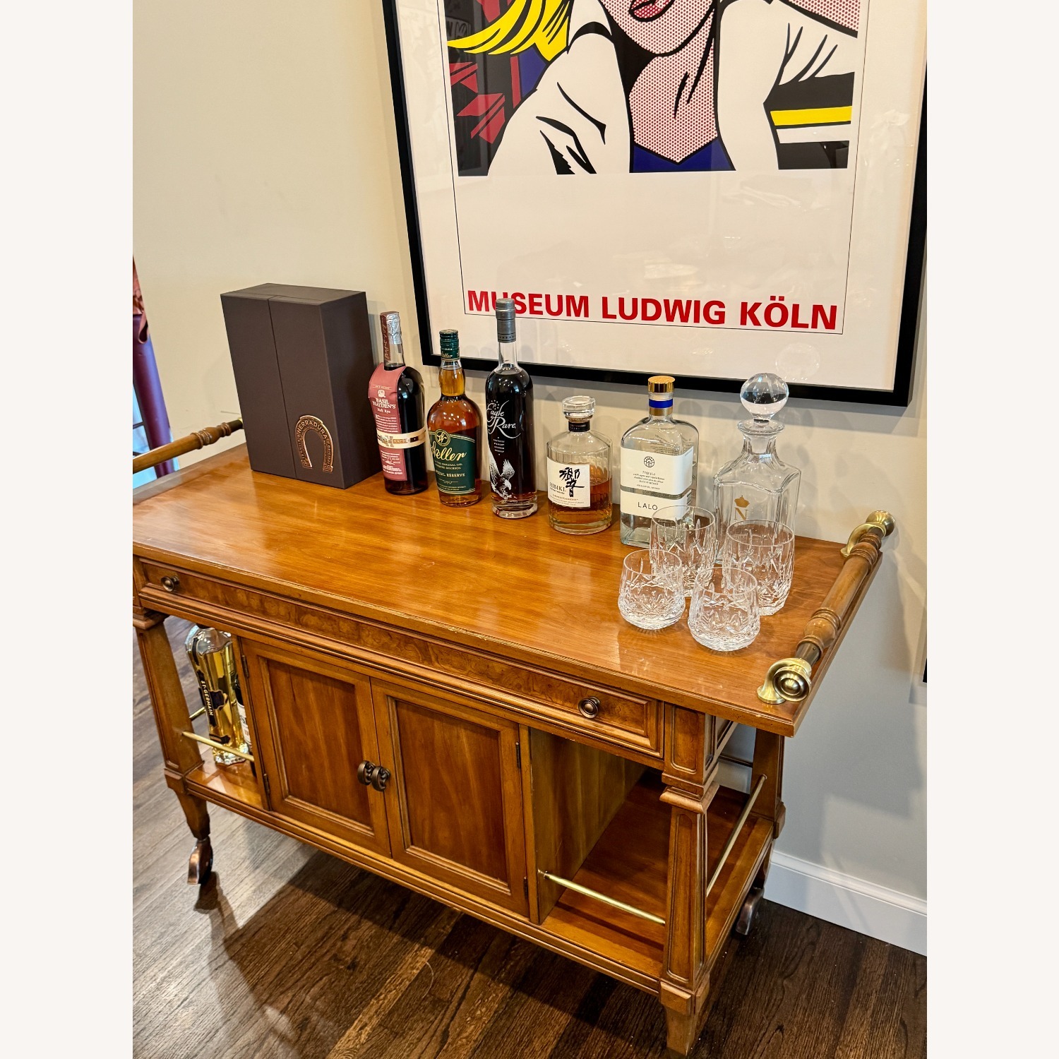 Light Brown Wood Bar Cart - image-2