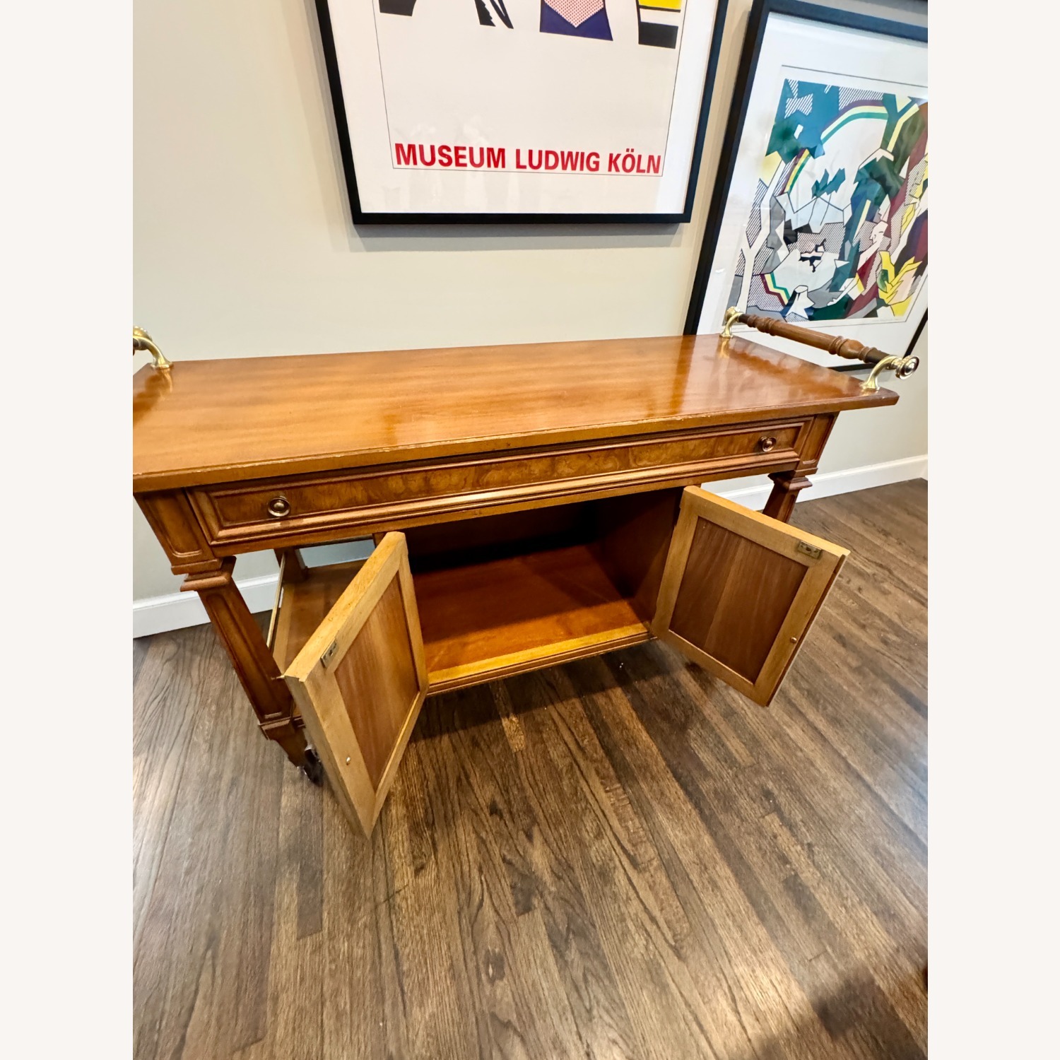 Light Brown Wood Bar Cart - image-5