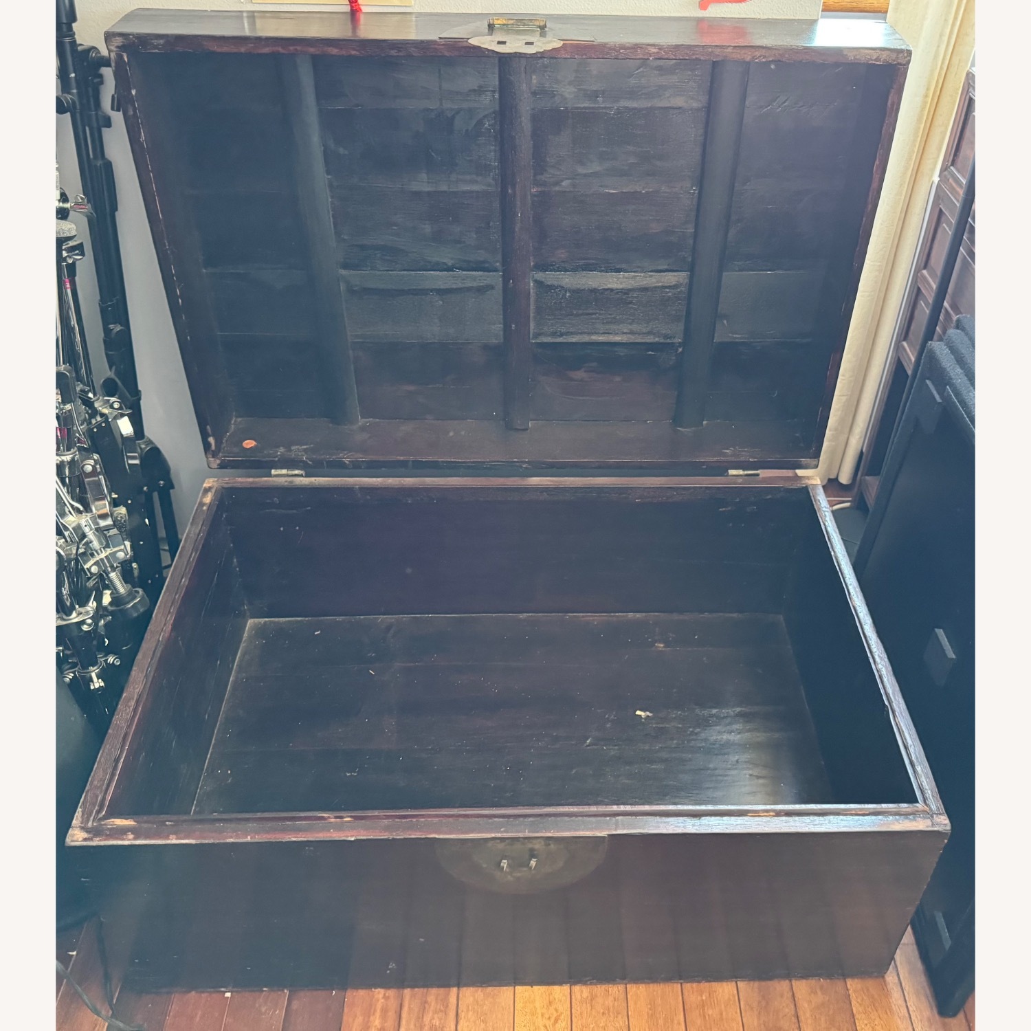Vintage/Antique Dark Brown Wood Chest - image-2