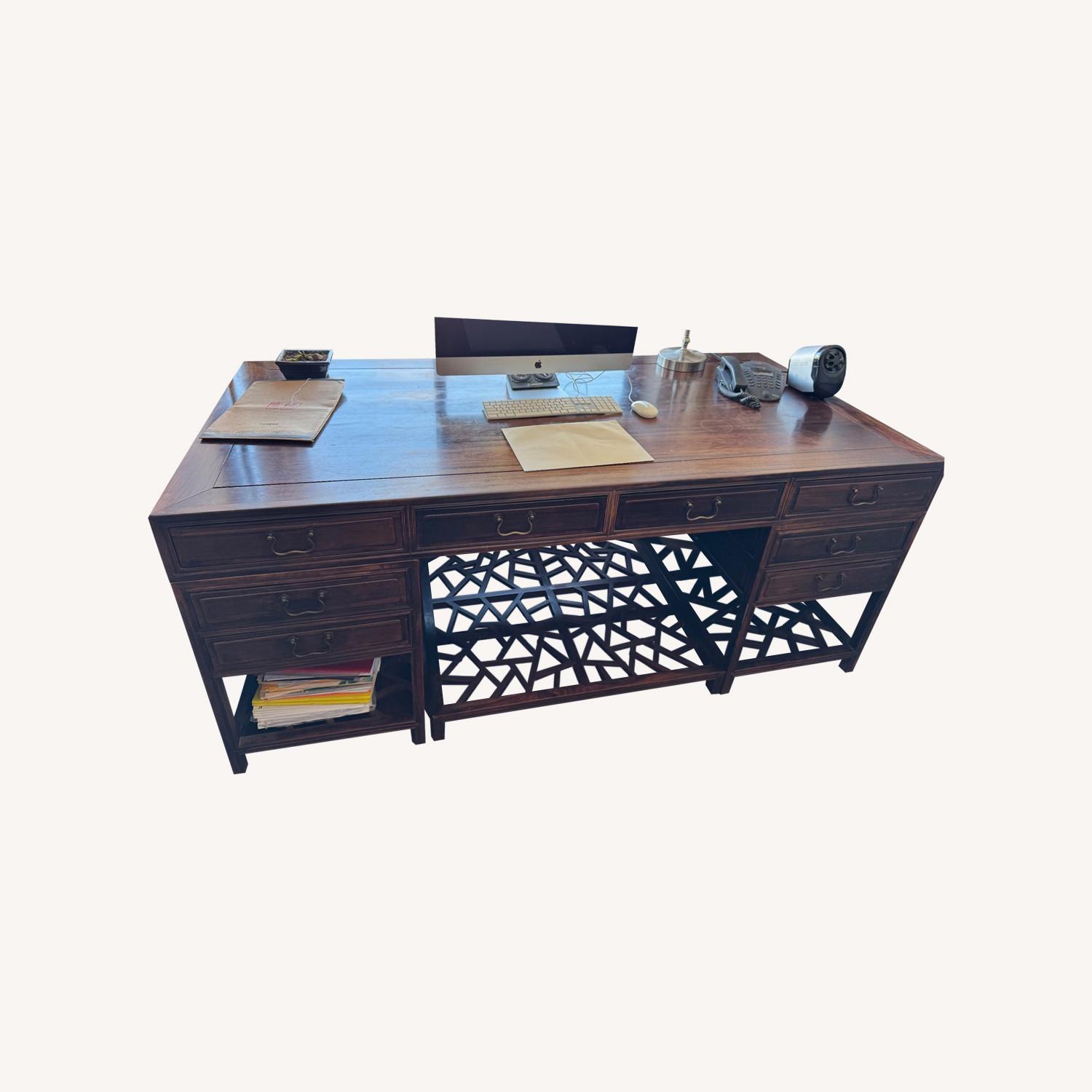 Vintage/Antique Dark Brown Wood Desk - image-0