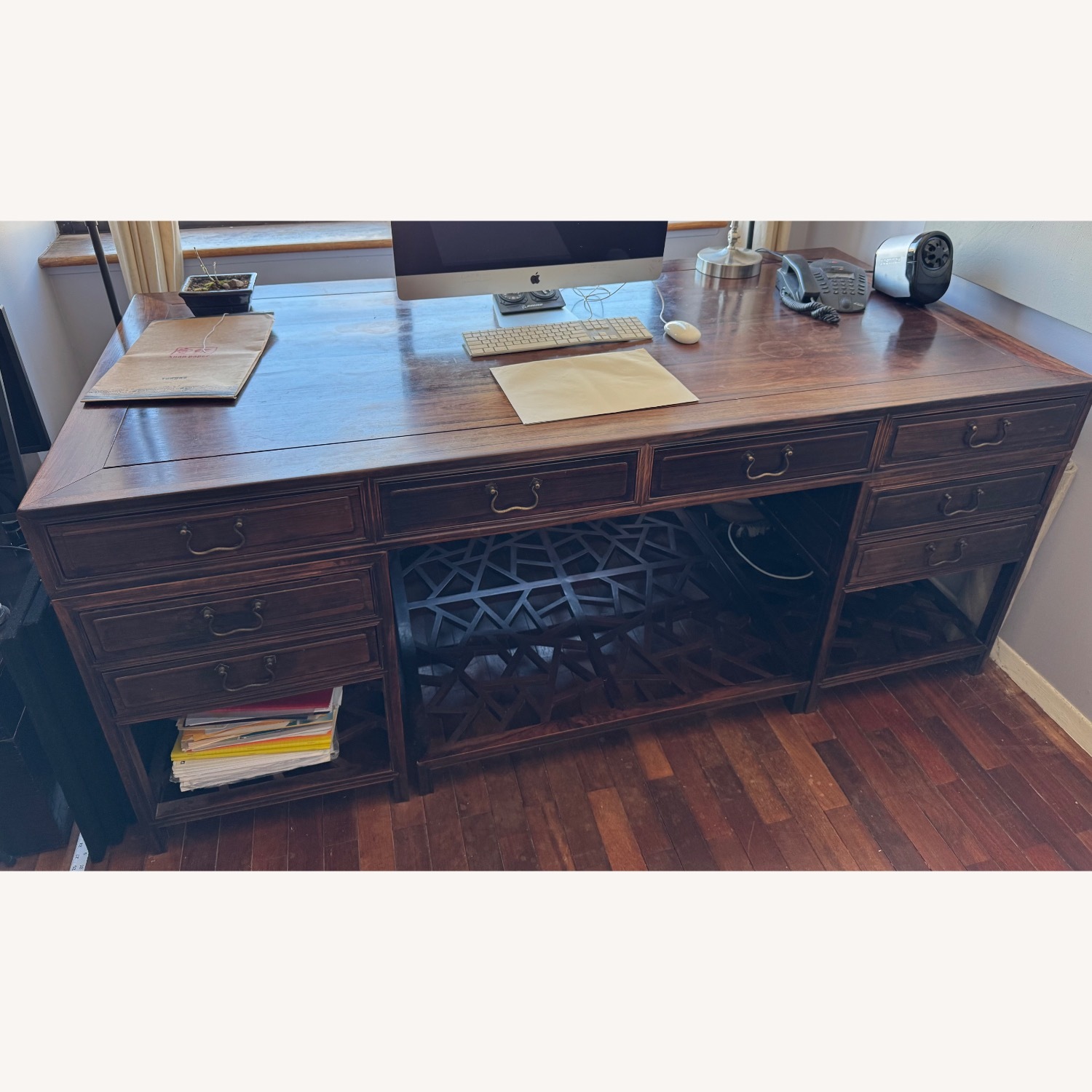 Vintage/Antique Dark Brown Wood Desk - image-3