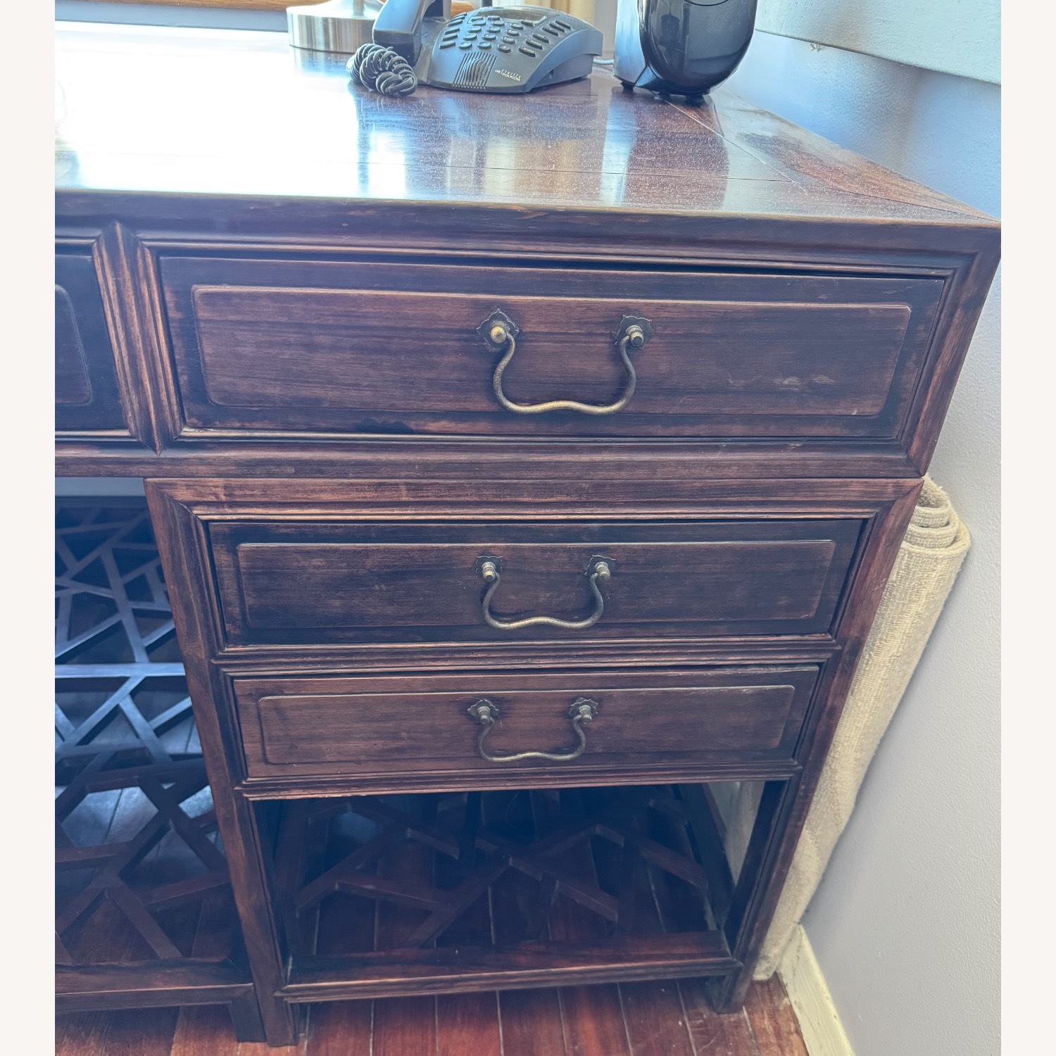 Vintage/Antique Dark Brown Wood Desk - image-1