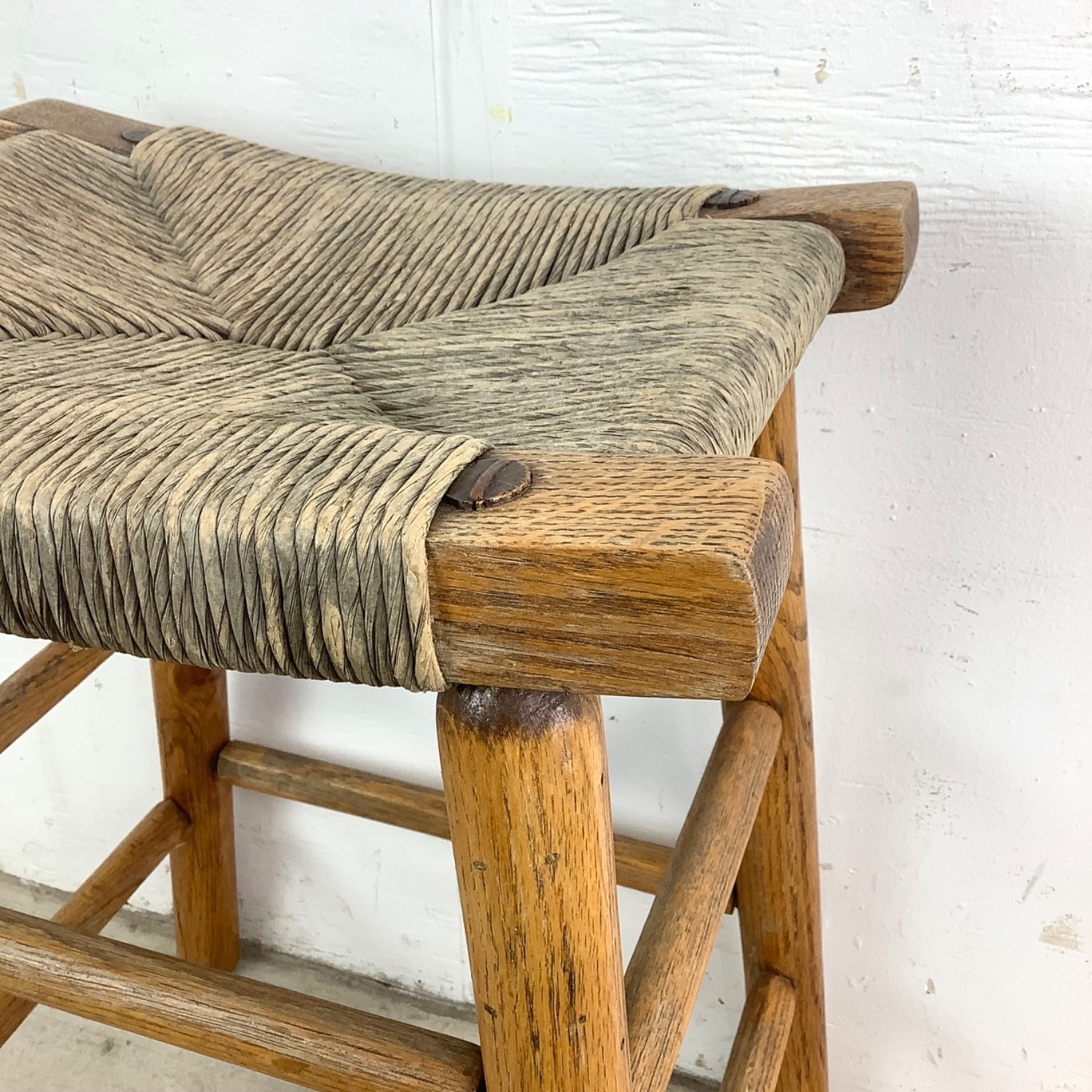 Vintage Modern Rush Seat Stool - image-5