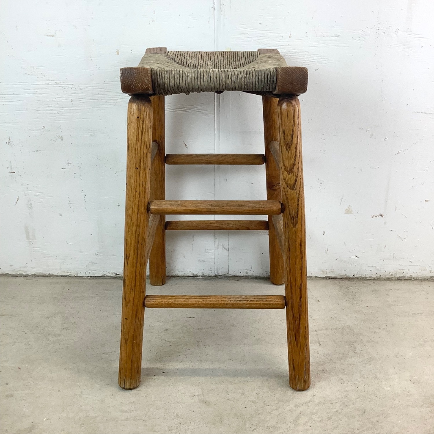 Vintage Modern Rush Seat Stool - image-16