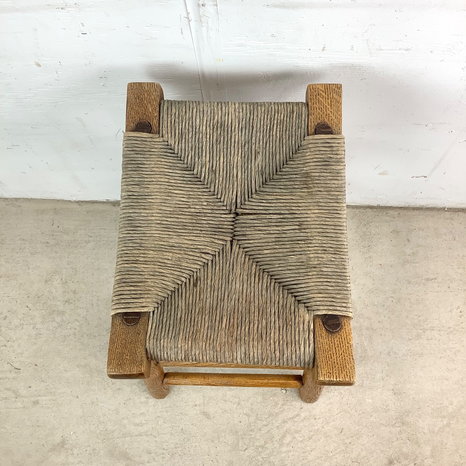 Vintage Modern Rush Seat Stool - image-7