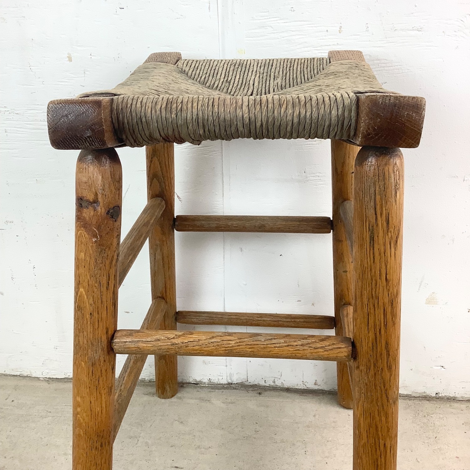 Vintage Modern Rush Seat Stool - image-6