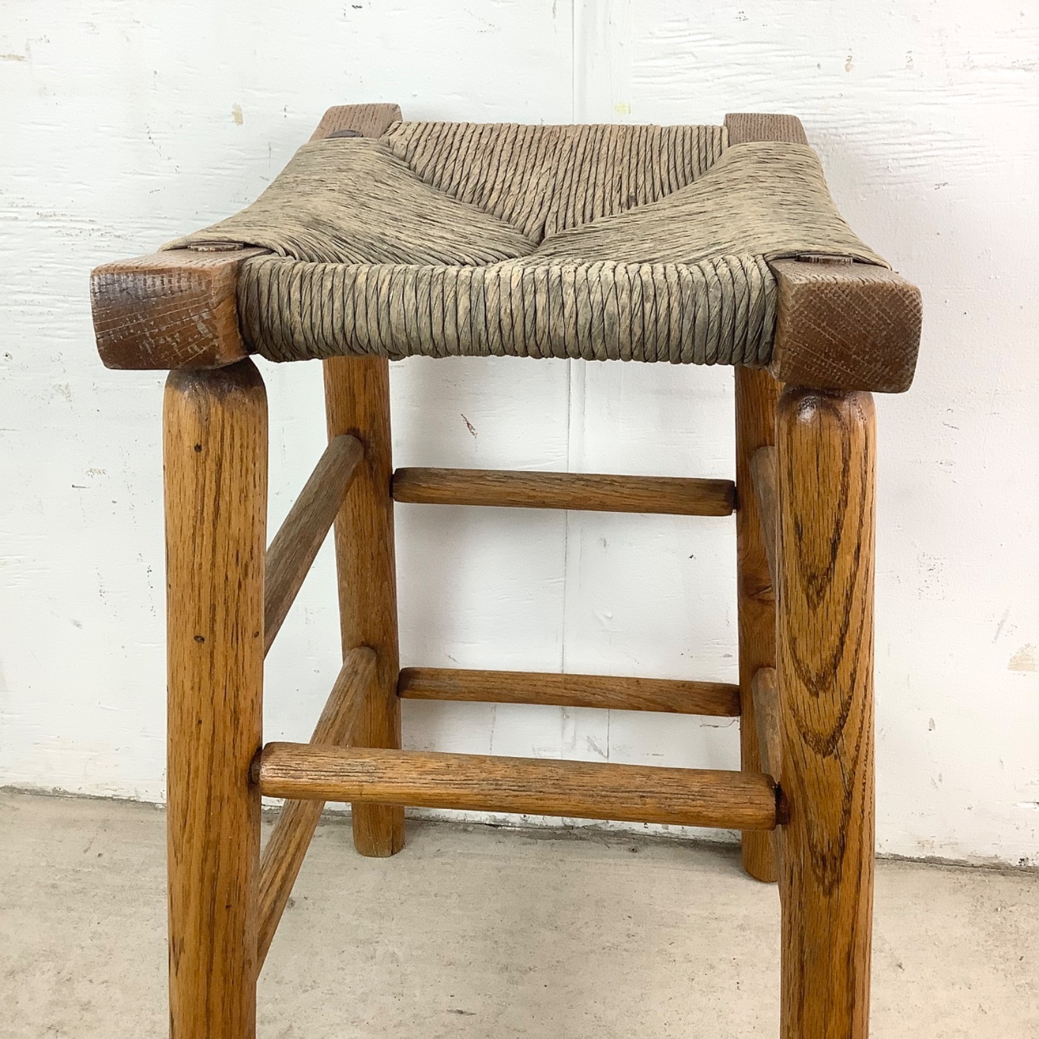 Vintage Modern Rush Seat Stool - image-14