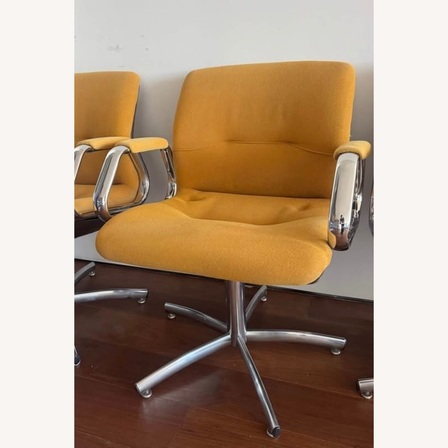 Vintage/Antique Yellow Fabric Office Chairs - image-3