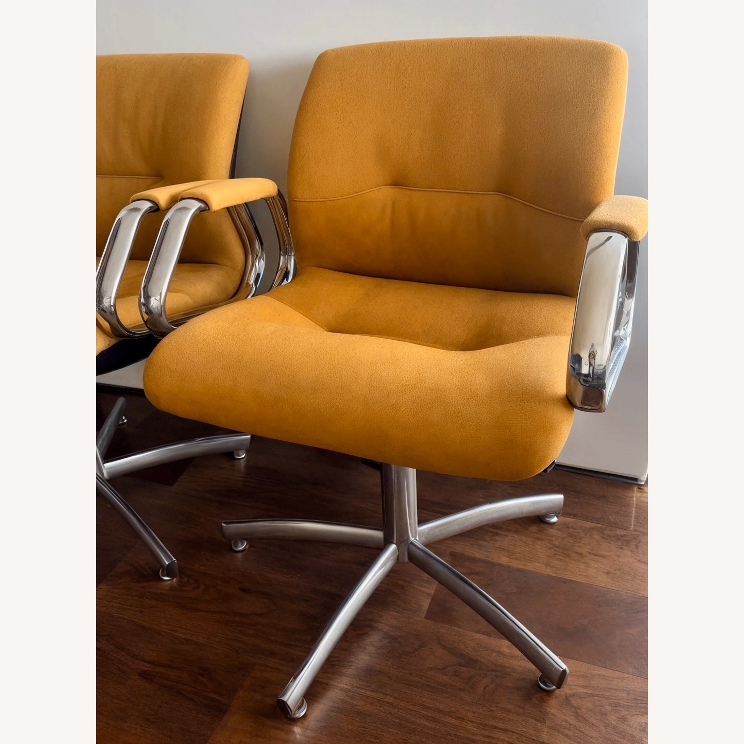 Vintage/Antique Yellow Fabric Office Chairs - image-2