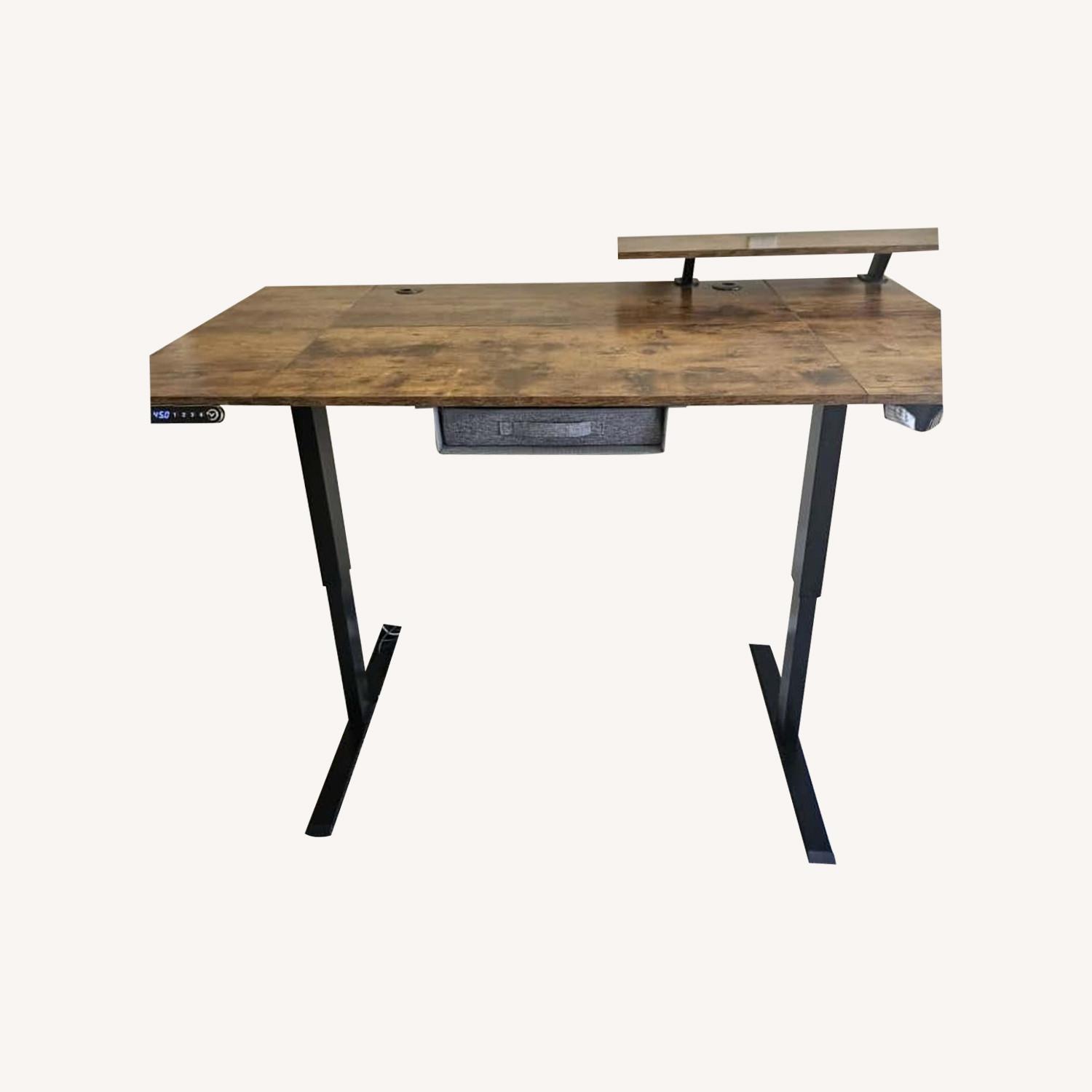 Lasherrie Dark Brown Wood Desk - image-0