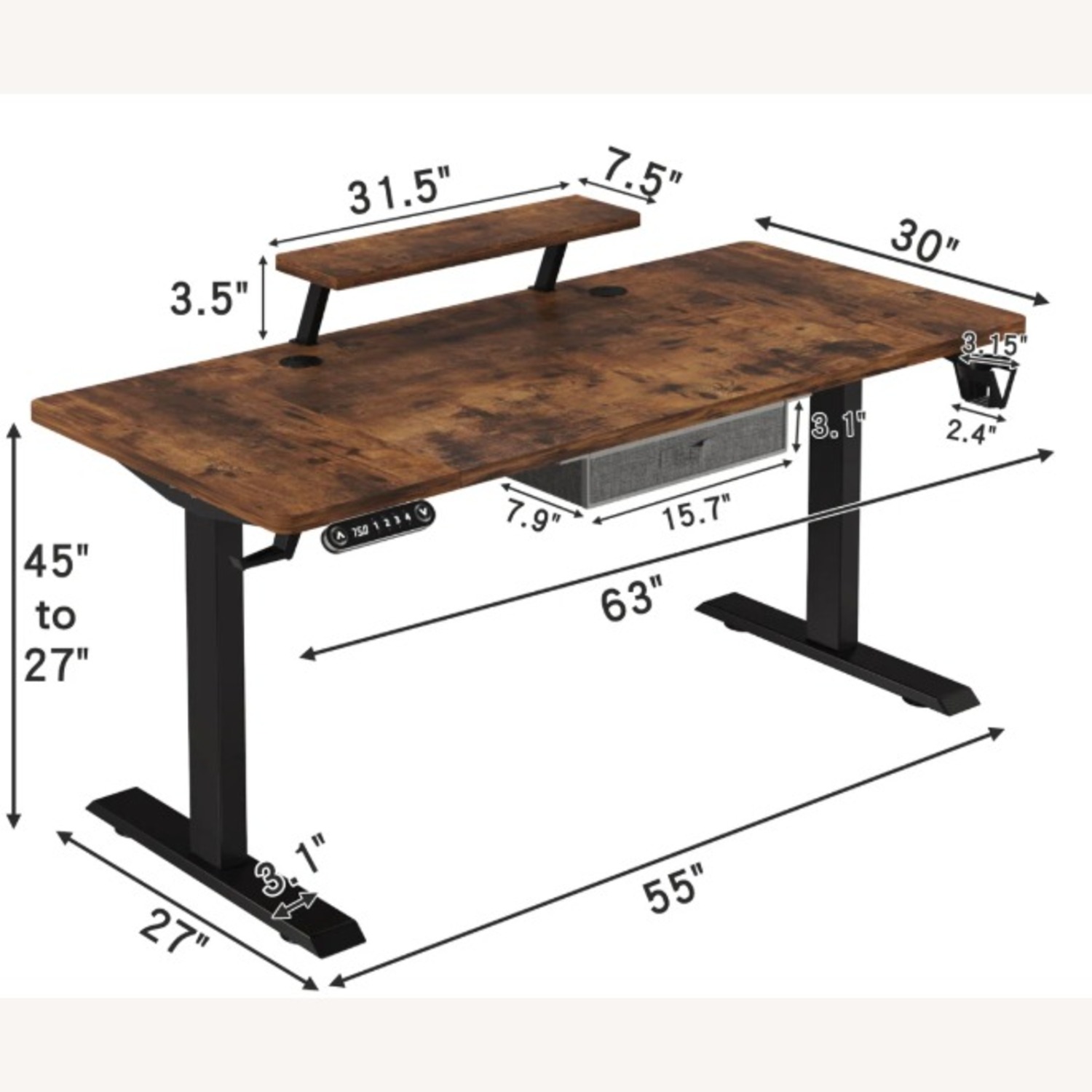 Lasherrie Dark Brown Wood Desk - image-10