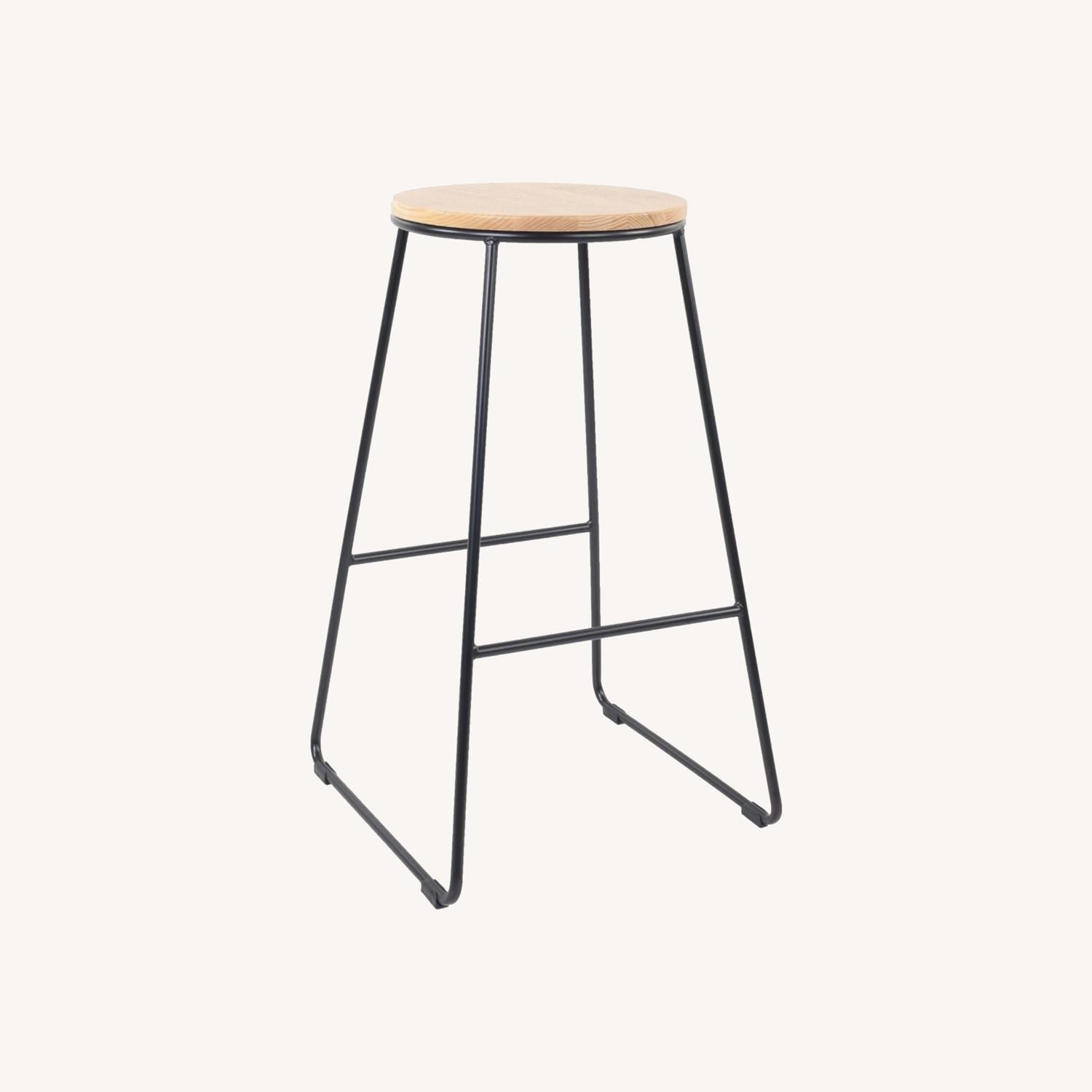 Stool With Nature Wood Seat - image-0