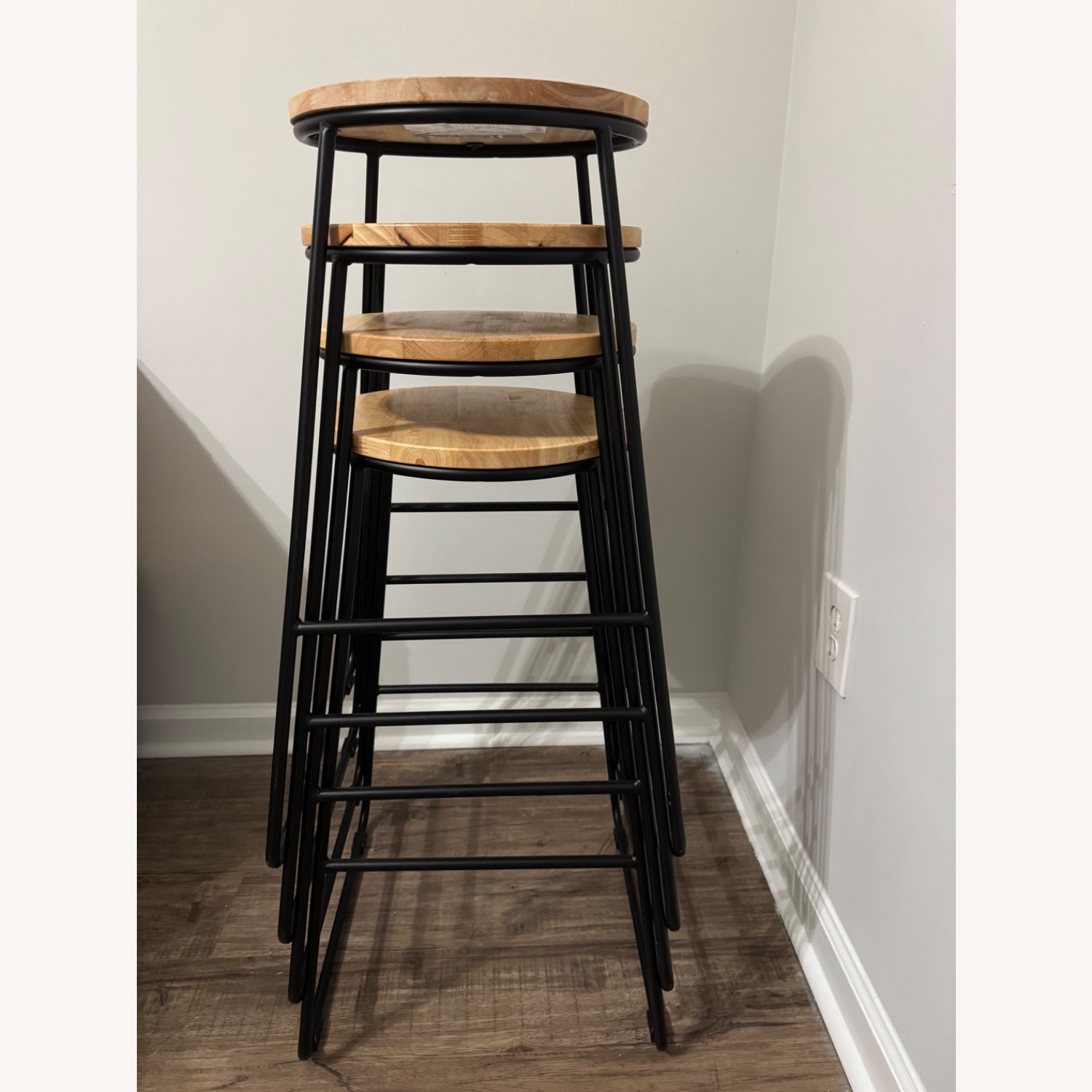Stool With Nature Wood Seat - image-1