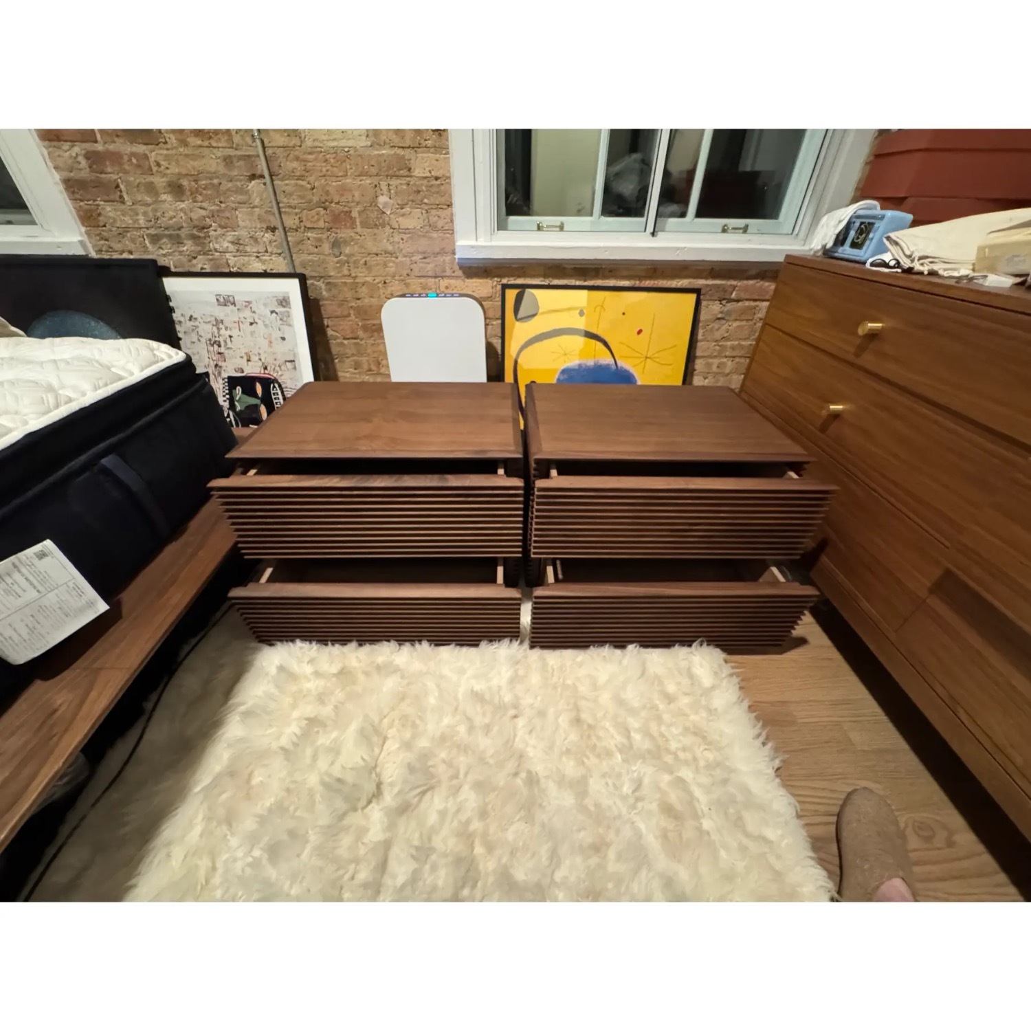 Pair of Porada Riga Nightstands in Walnut - image-3