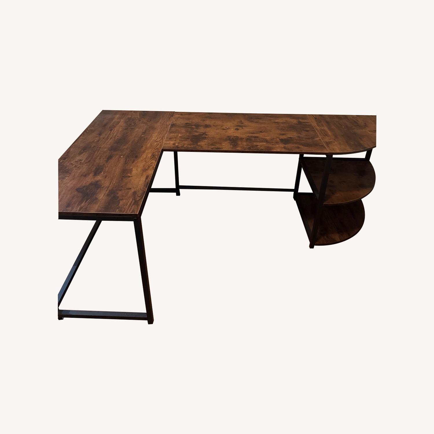 Inbox Zero Dark Brown Wood Desk - image-0