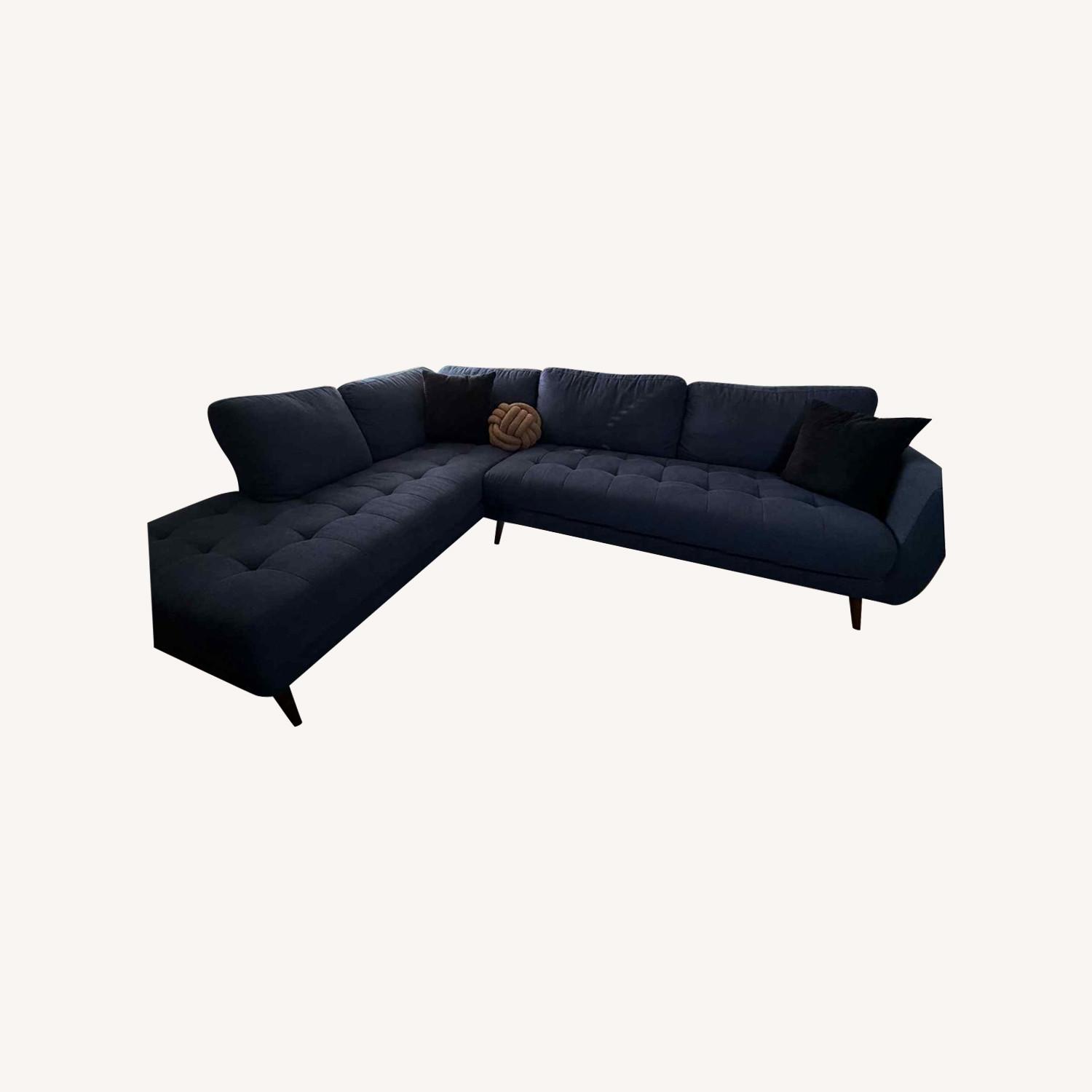 Living Spaces Blue Chaise Lounge - image-0