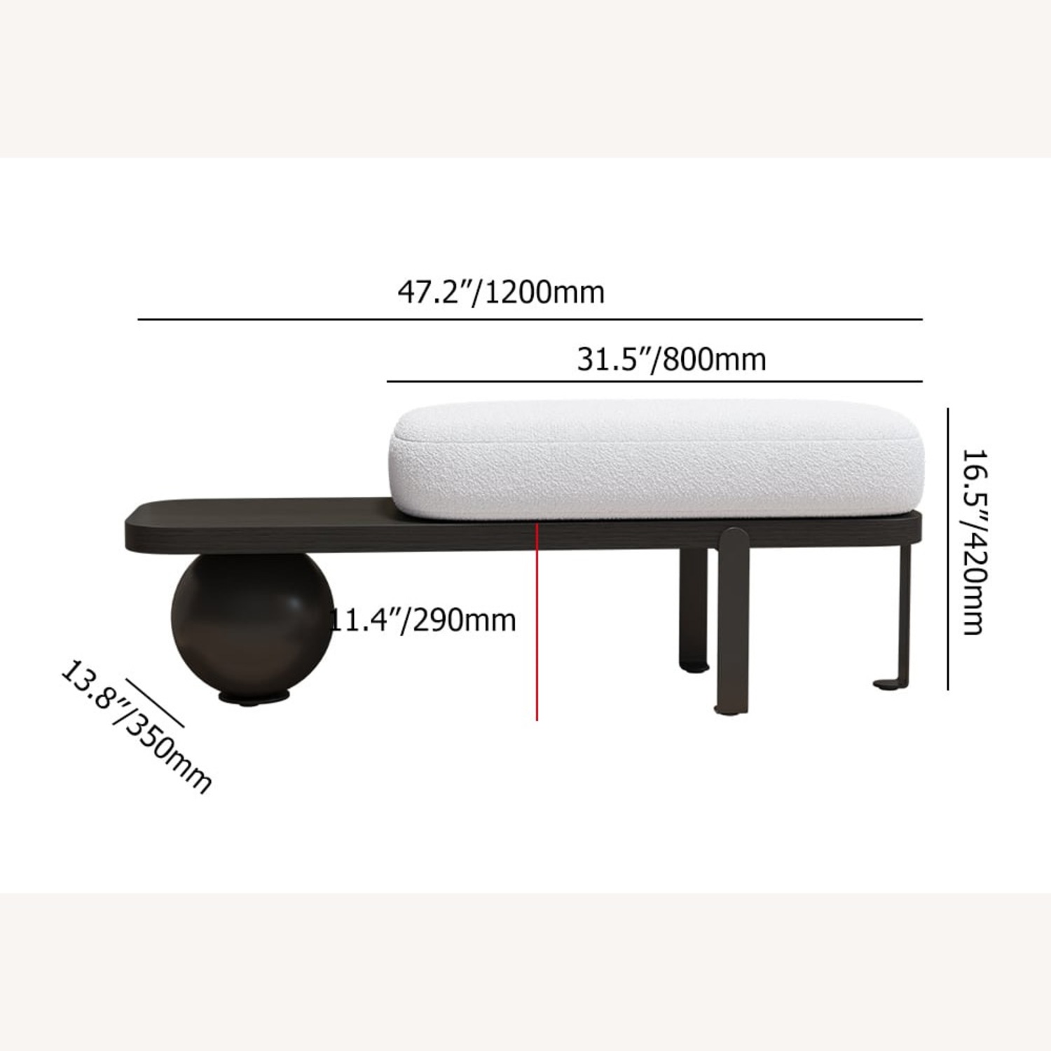 Homary Black Wood Bench - image-4