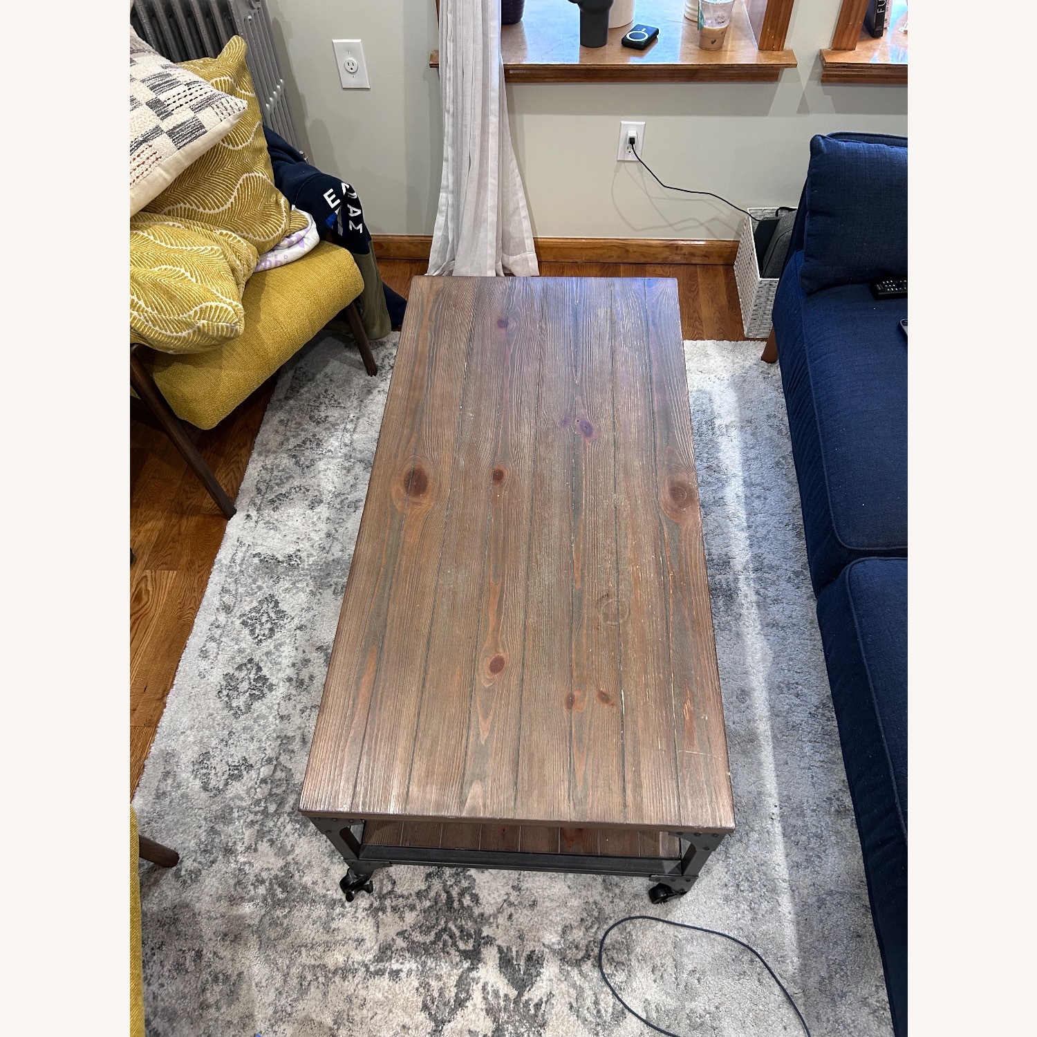 Vintage/Antique Dark Brown Wood Coffee Table - image-1