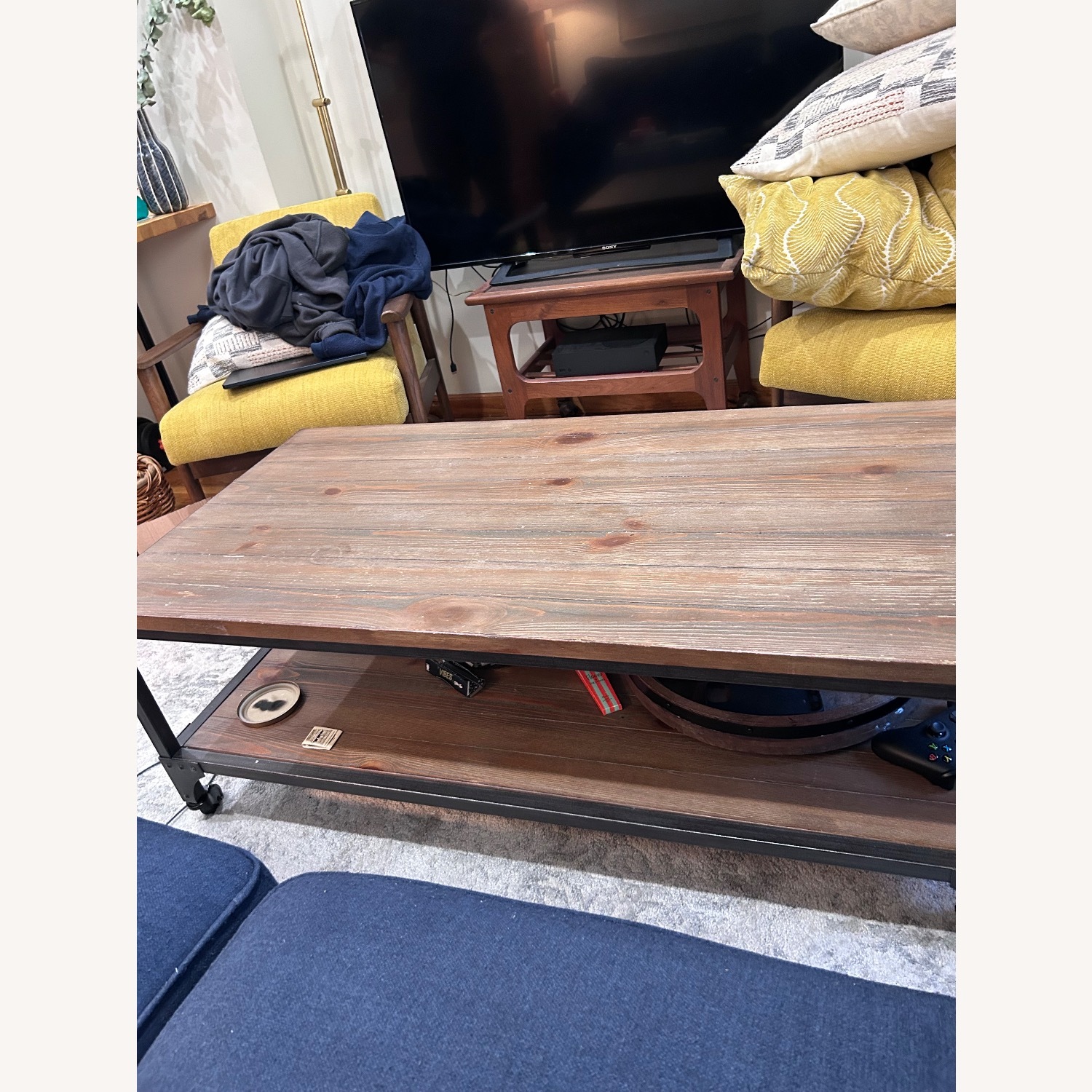 Vintage/Antique Dark Brown Wood Coffee Table - image-3