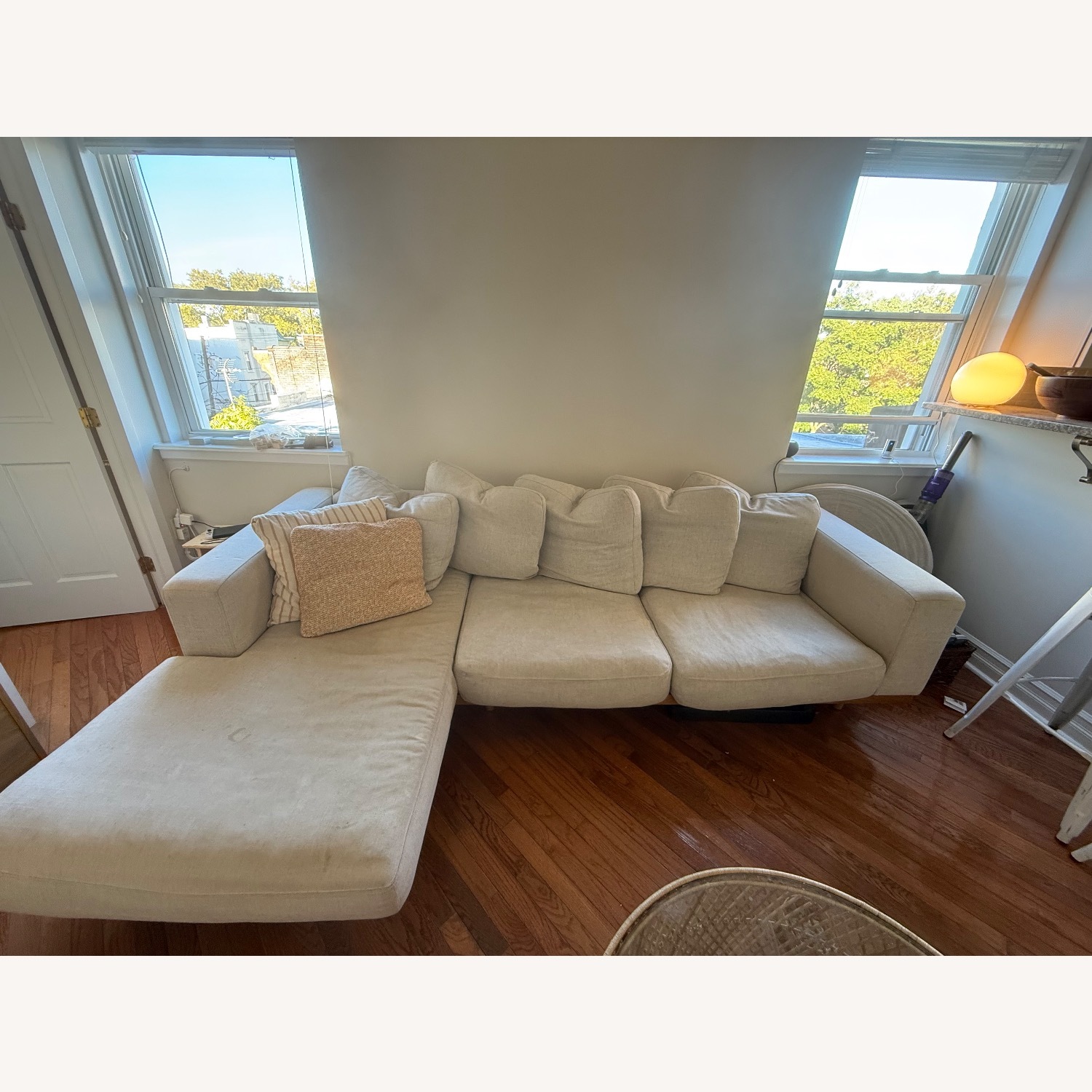 West Elm Light Gray Performance Linen Sectional - image-1