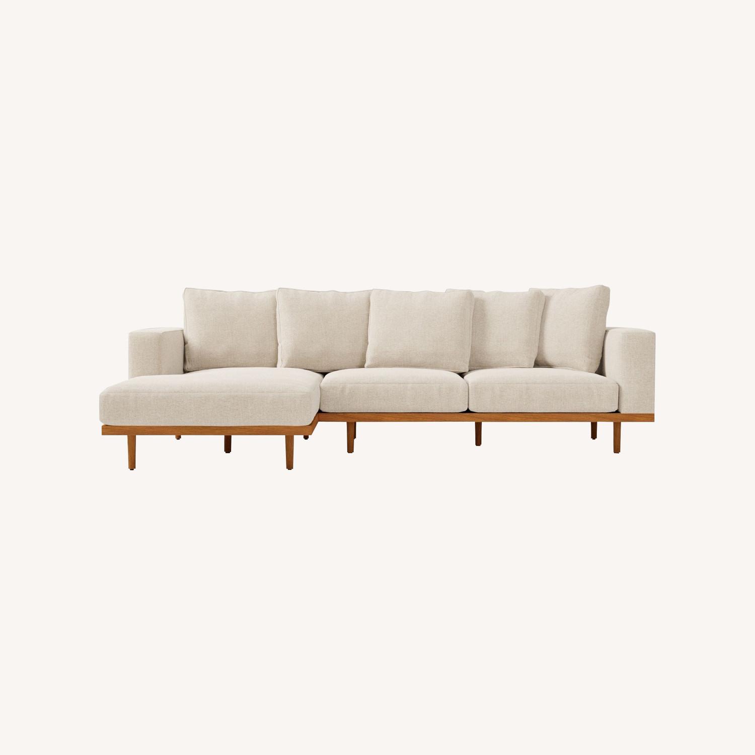 West Elm Light Gray Performance Linen Sectional - image-0