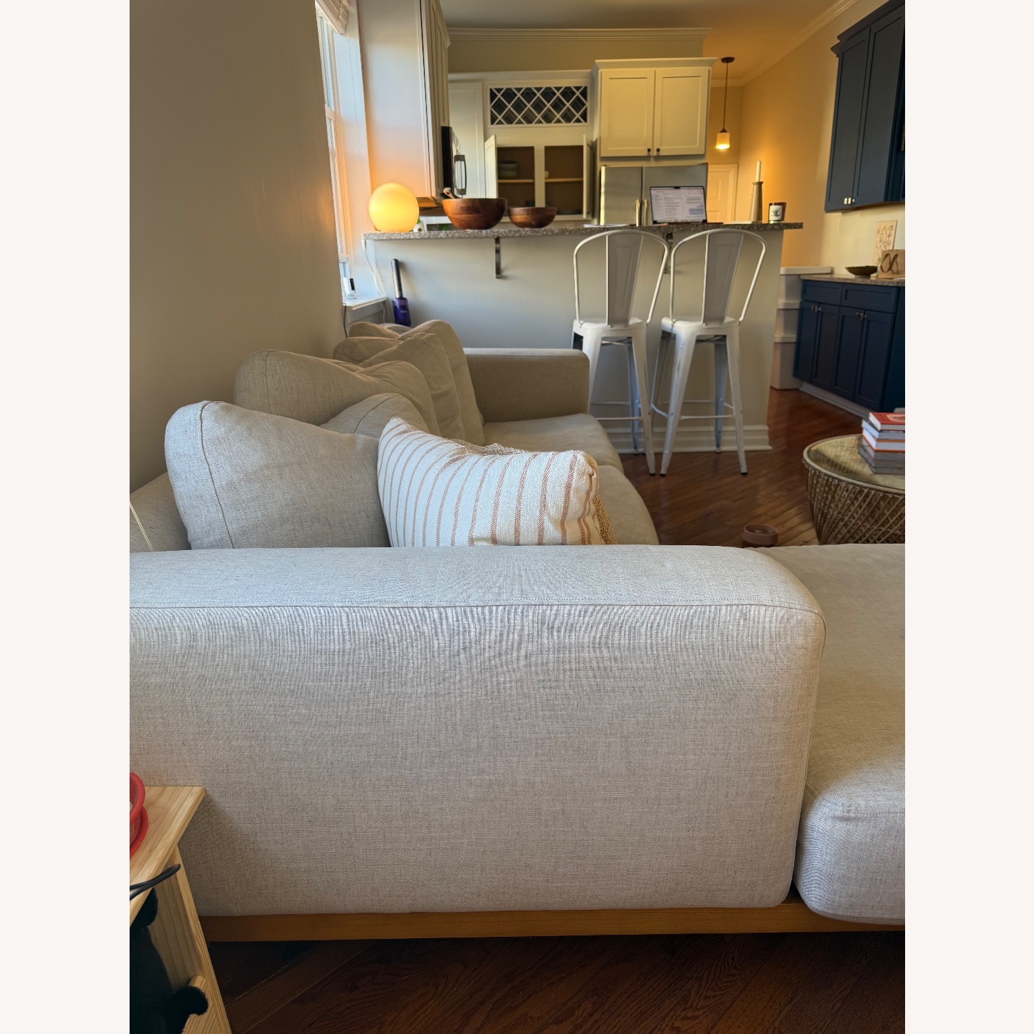 West Elm Light Gray Performance Linen Sectional - image-4