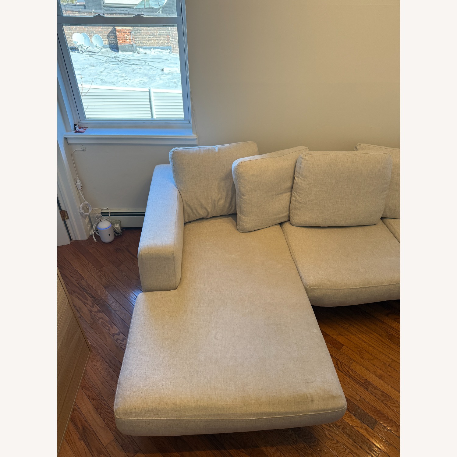 West Elm Light Gray Performance Linen Sectional - image-13