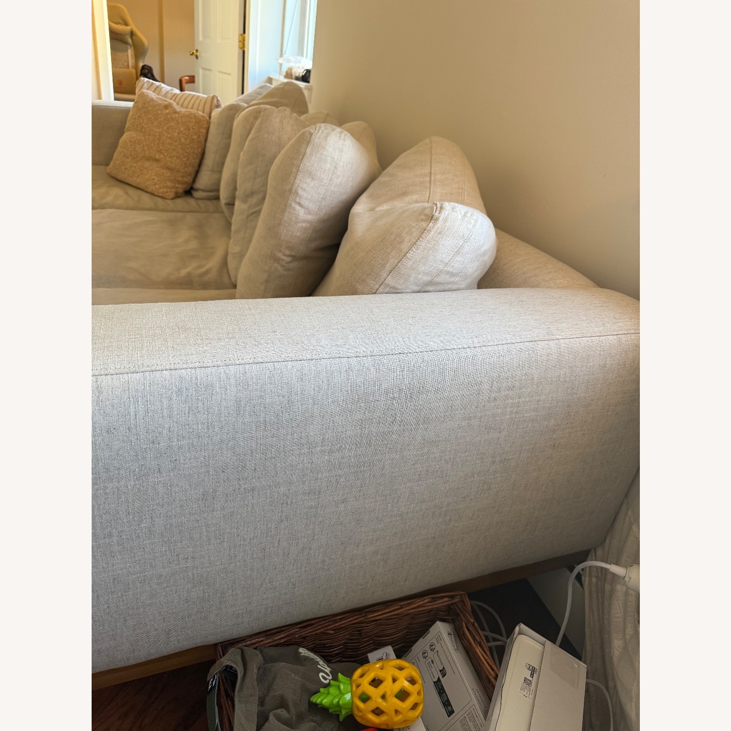 West Elm Light Gray Performance Linen Sectional - image-3