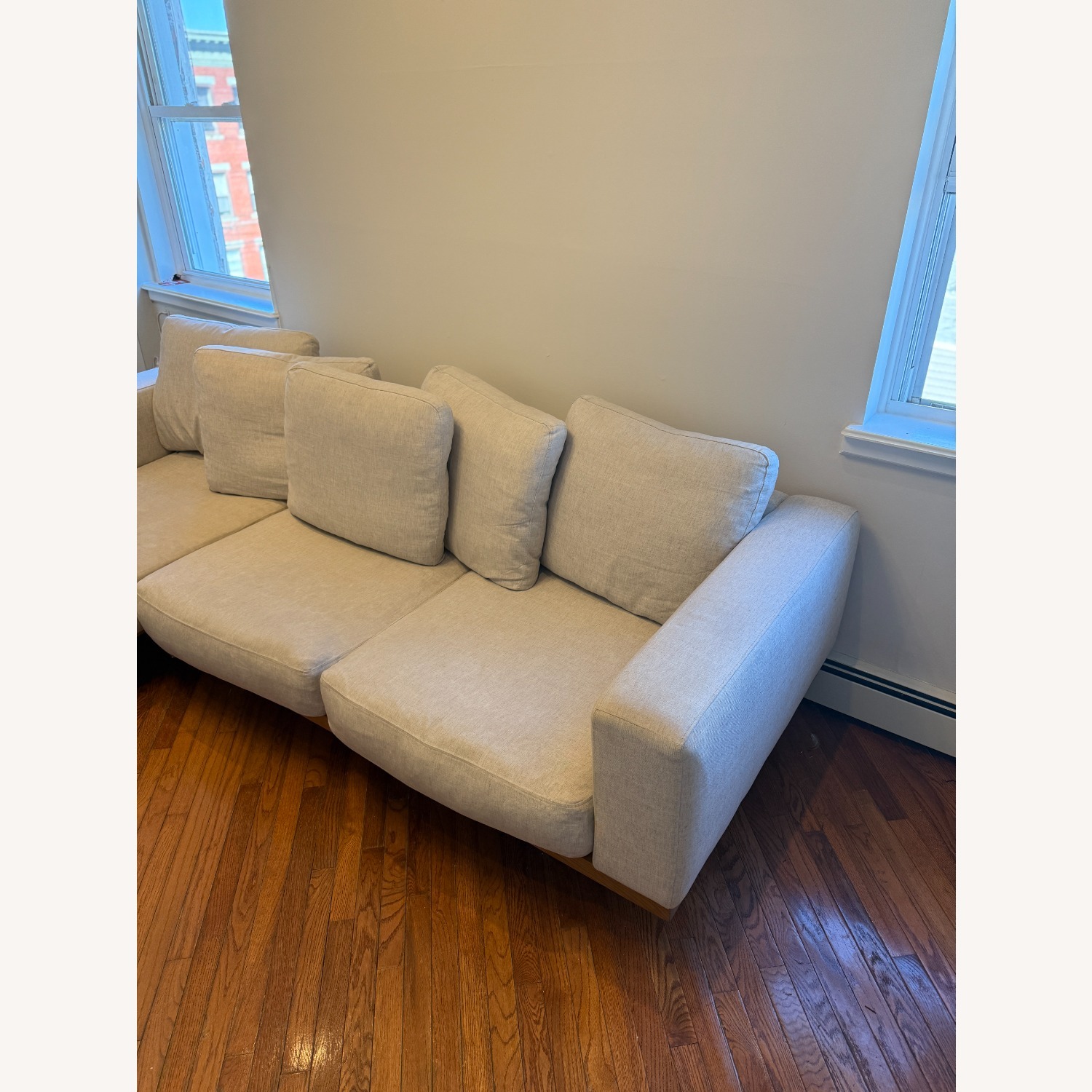 West Elm Light Gray Performance Linen Sectional - image-15