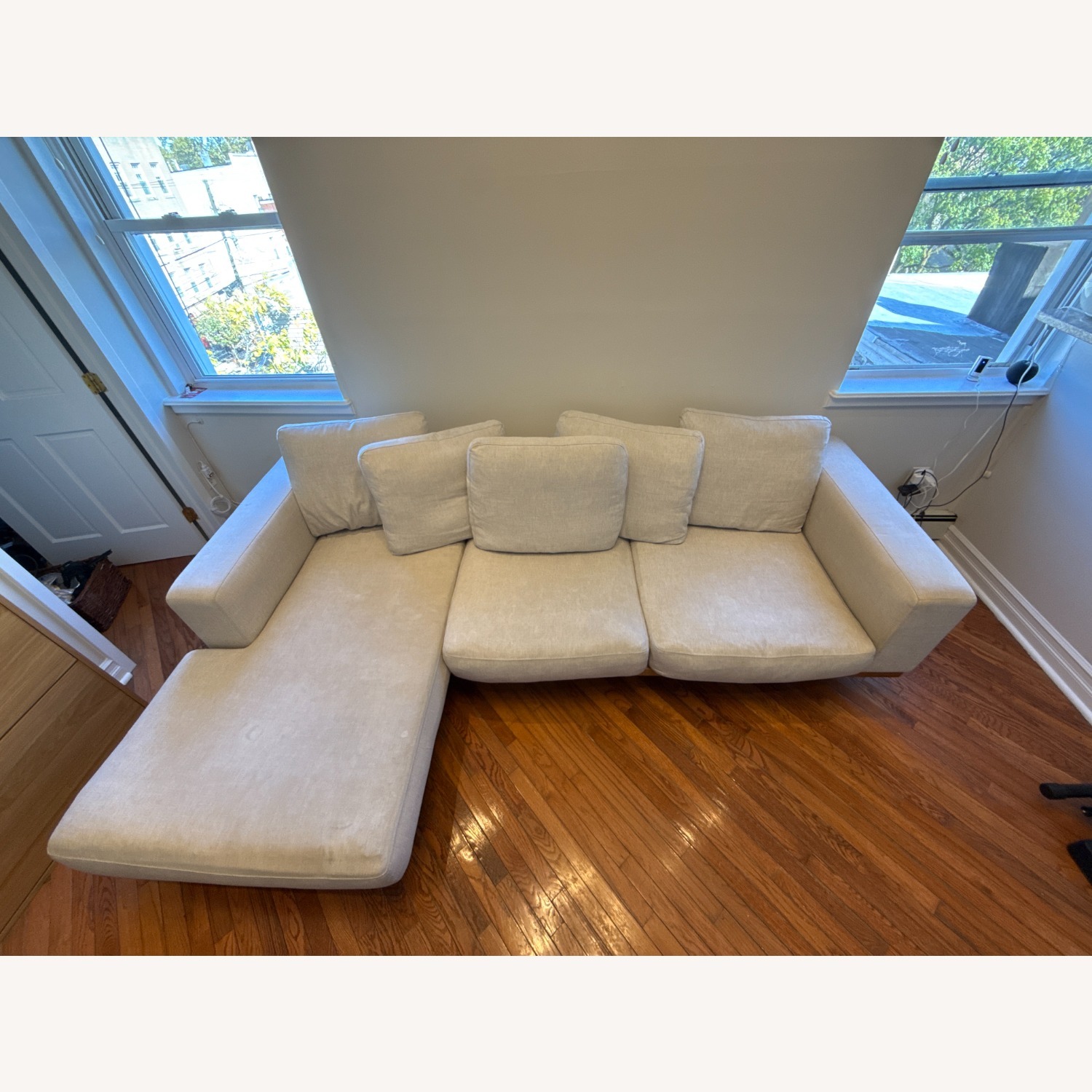 West Elm Light Gray Performance Linen Sectional - image-10