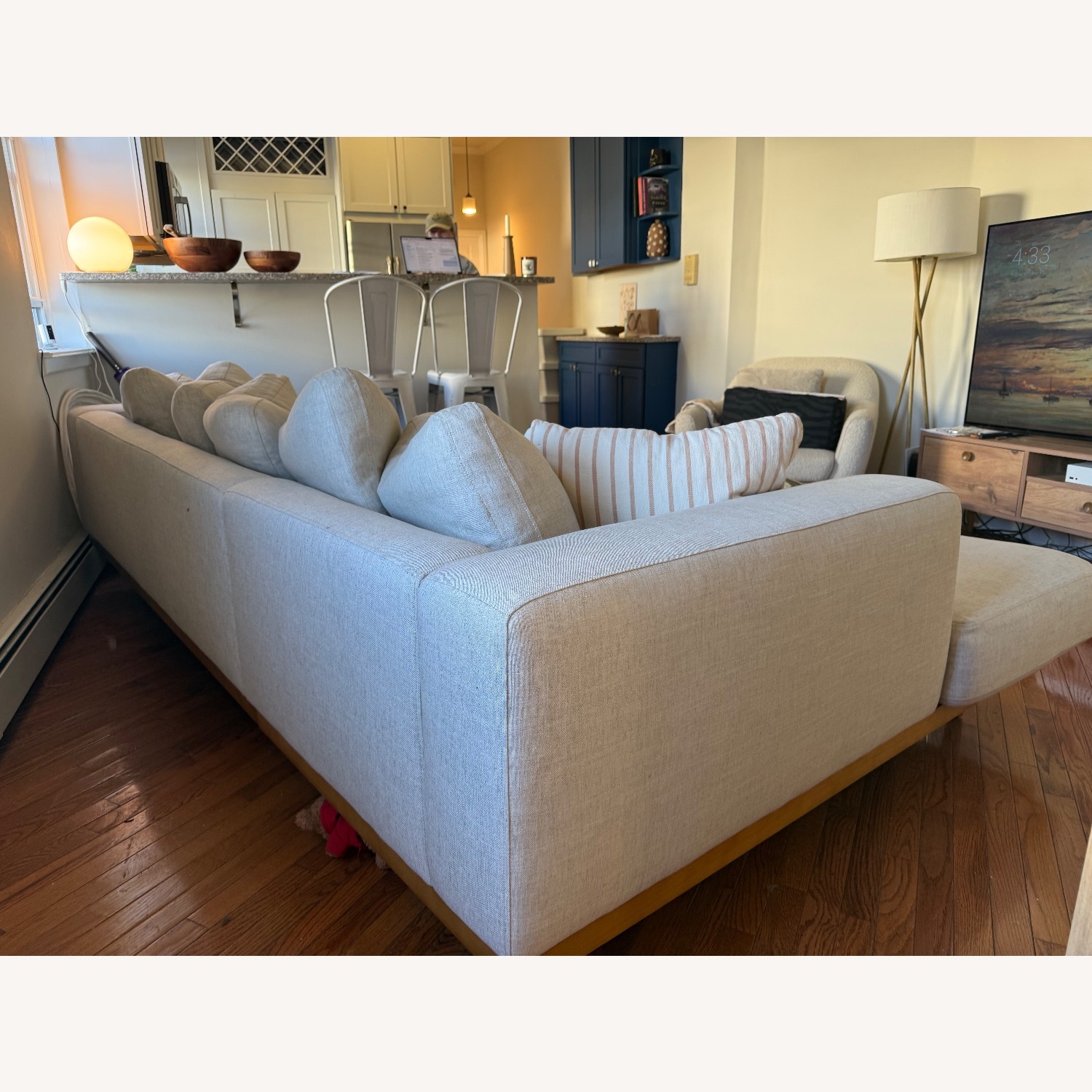 West Elm Light Gray Performance Linen Sectional - image-2