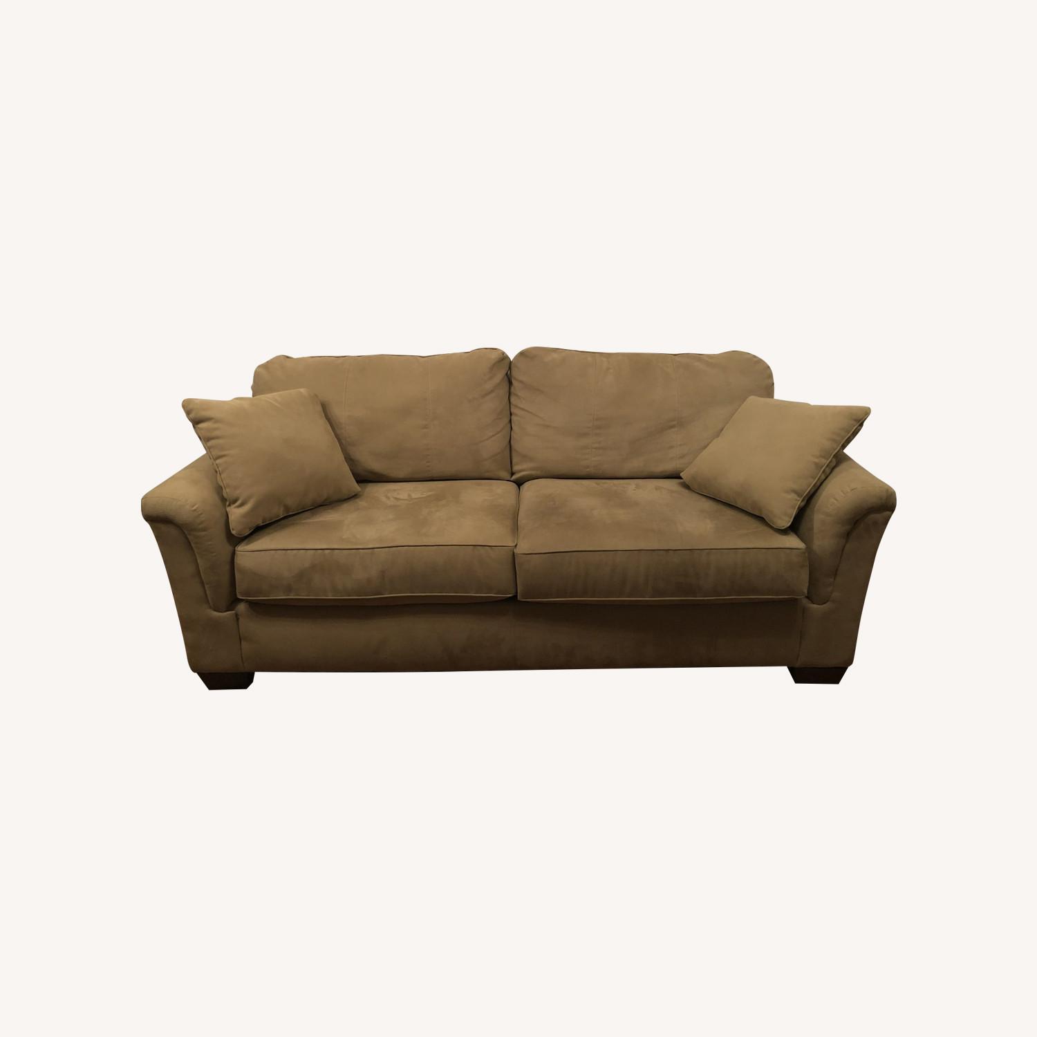 Light Brown Suede 2 Seater Sofa - image-0