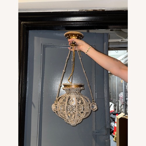 Used Handmade Italian Crystal & Gold Pendant Light  for sale on AptDeco