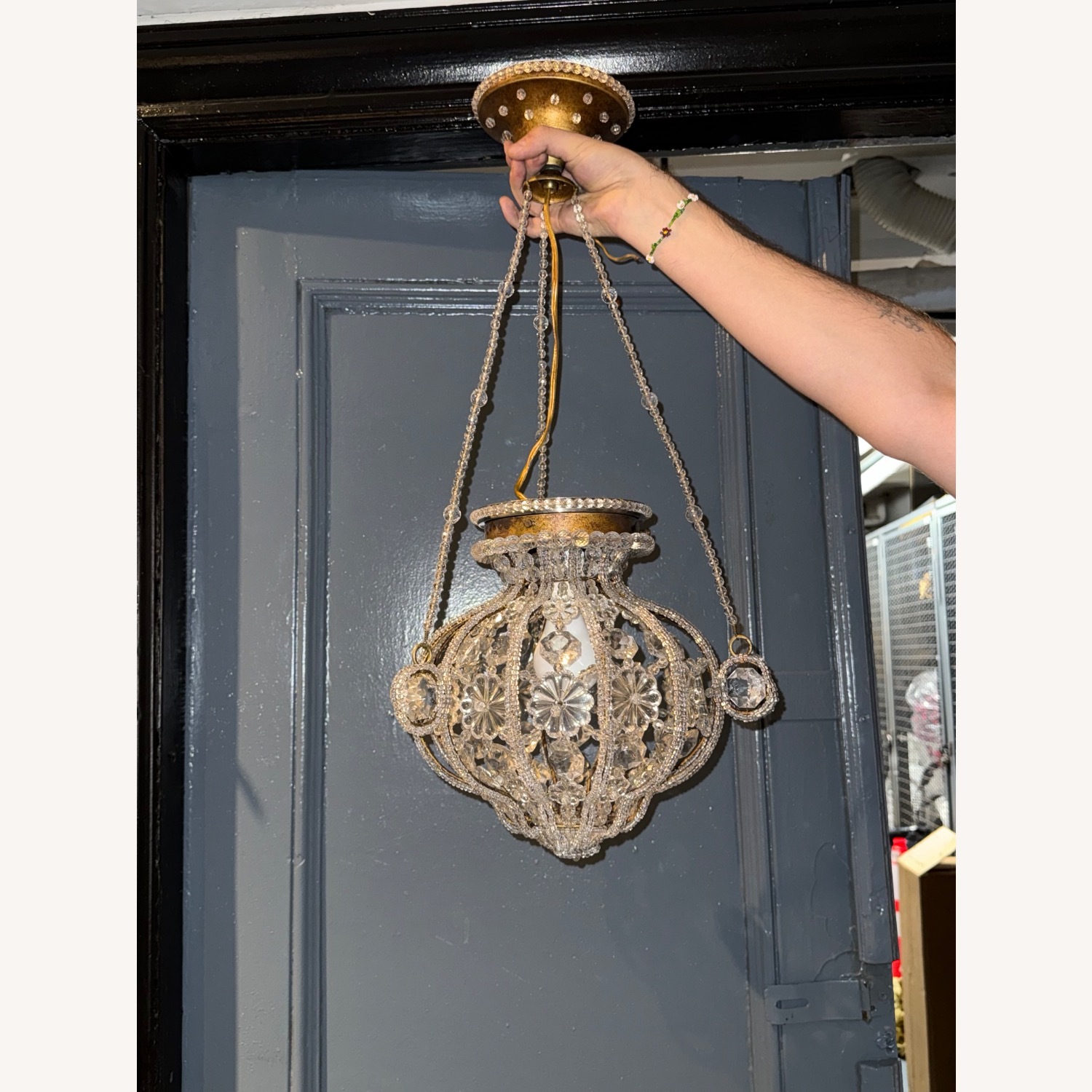 Handmade Italian Crystal & Gold Pendant Light  - image-2