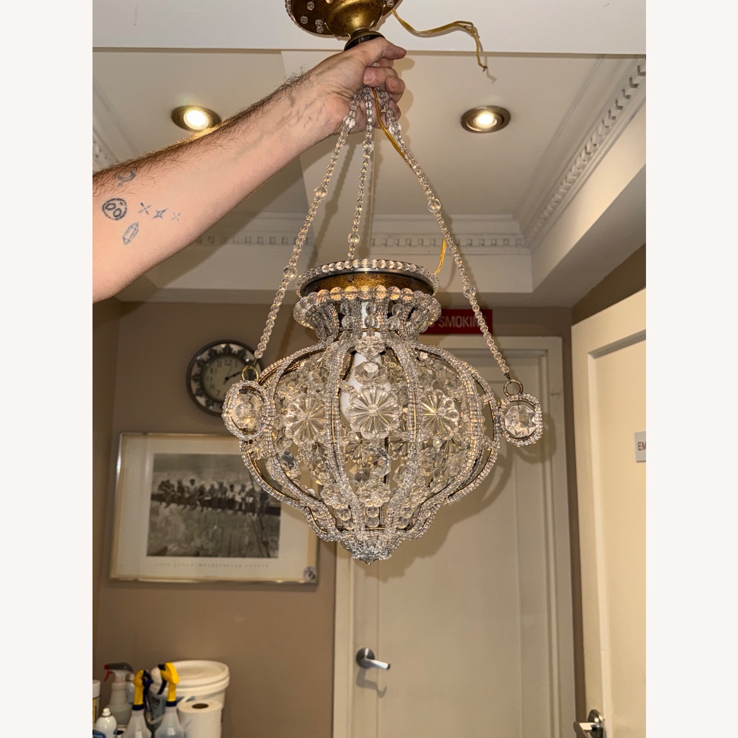 Handmade Italian Crystal & Gold Pendant Light  - image-5