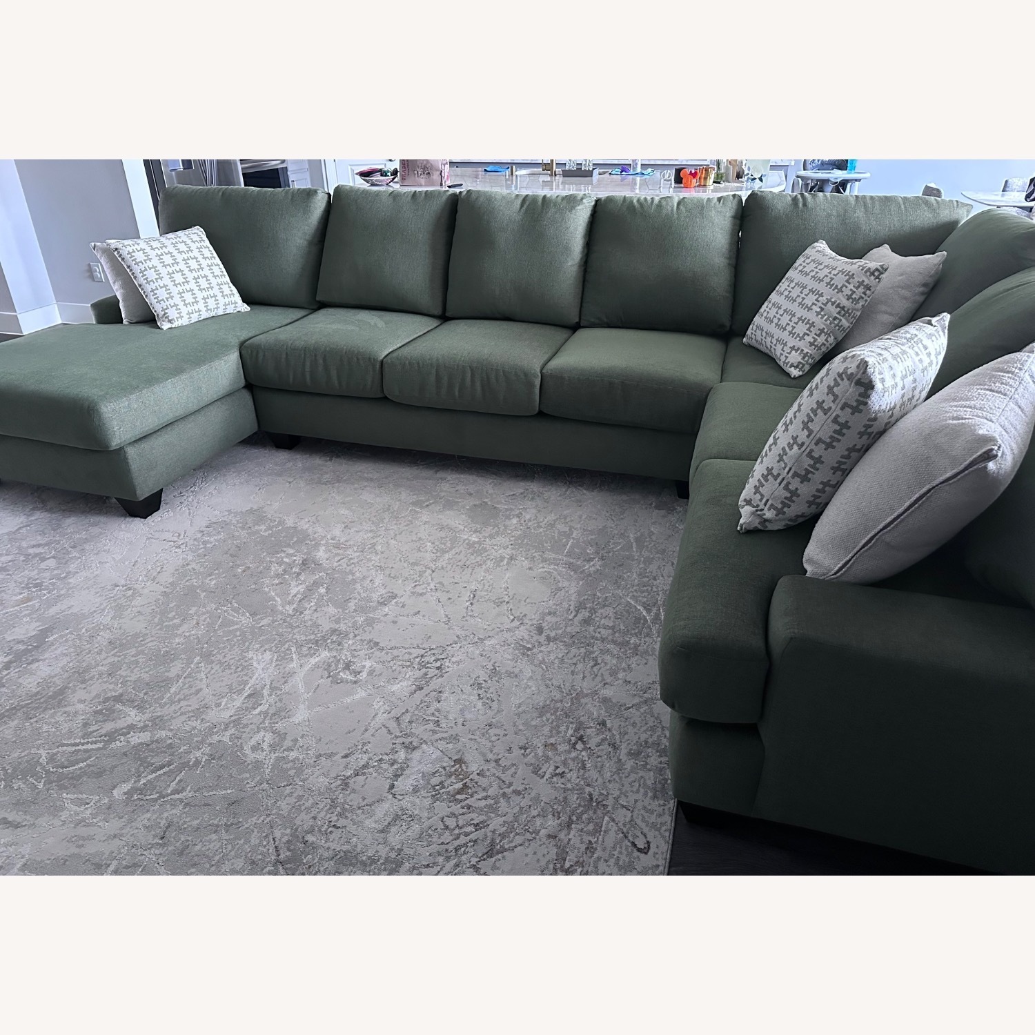 Living Spaces Green Fabric 3+ Piece Sectional - image-3