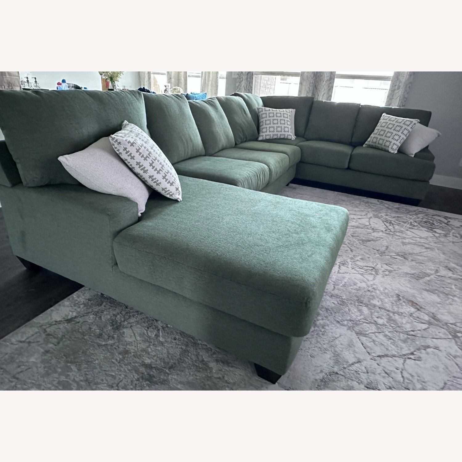 Living Spaces Green Fabric 3+ Piece Sectional - image-1