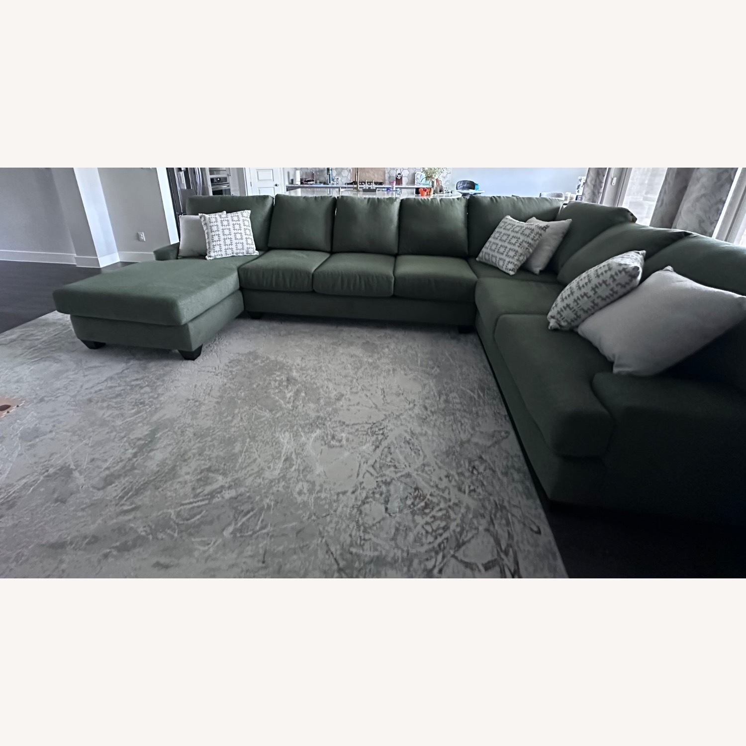 Living Spaces Green Fabric 3+ Piece Sectional - image-0