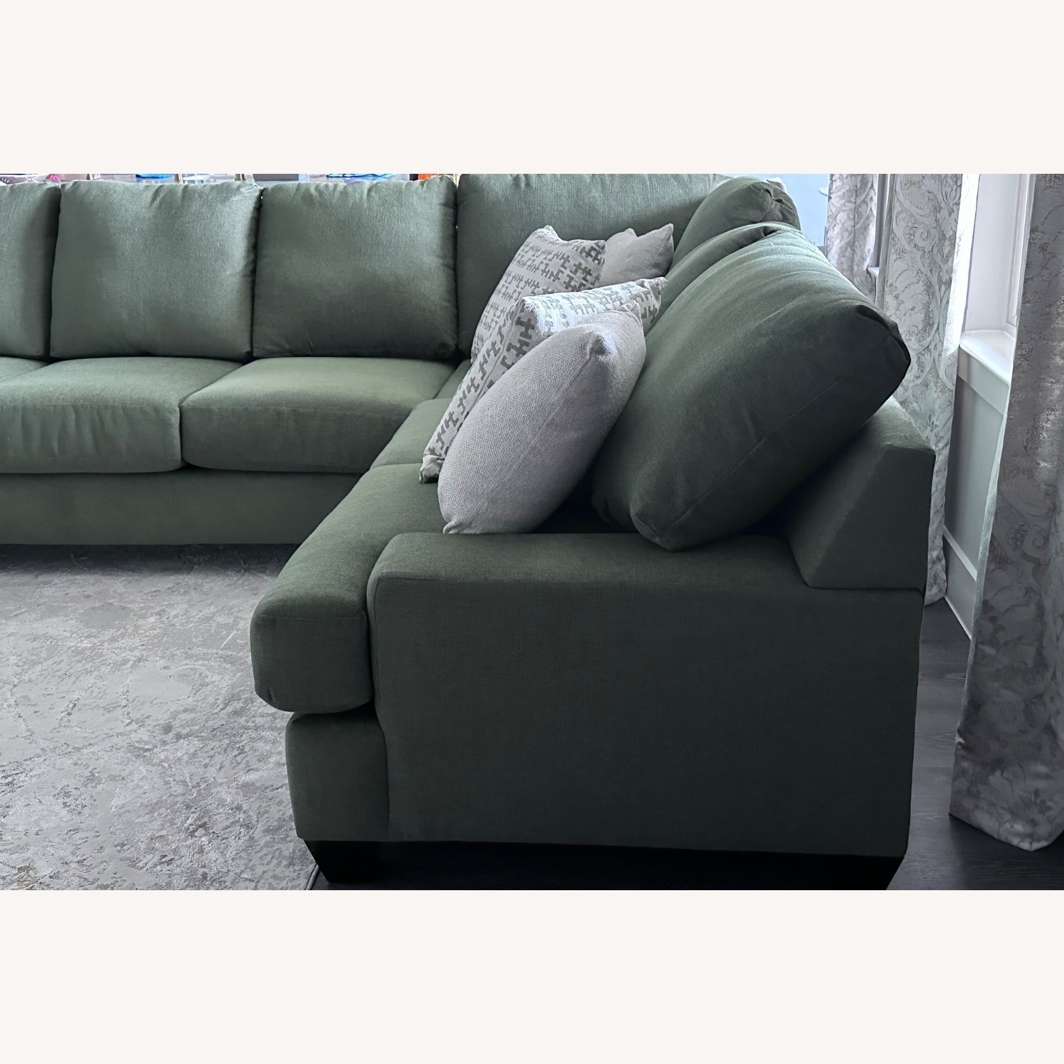 Living Spaces Green Fabric 3+ Piece Sectional - image-2