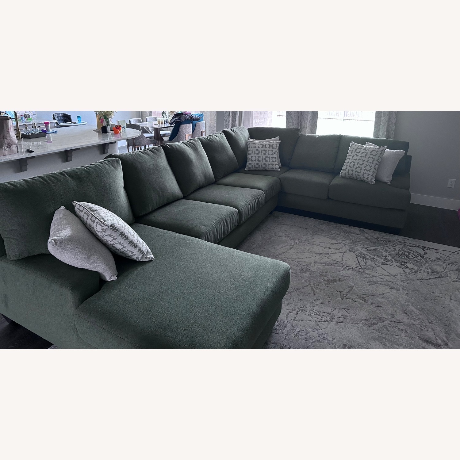 Living Spaces Green Fabric 3+ Piece Sectional - image-4