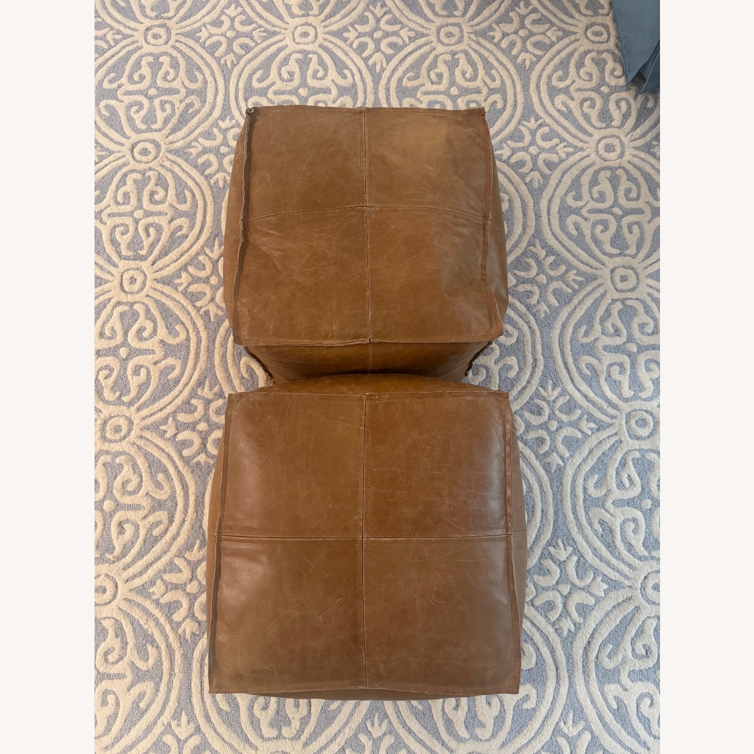 CB2 Leather Brown Square Pouf - image-1