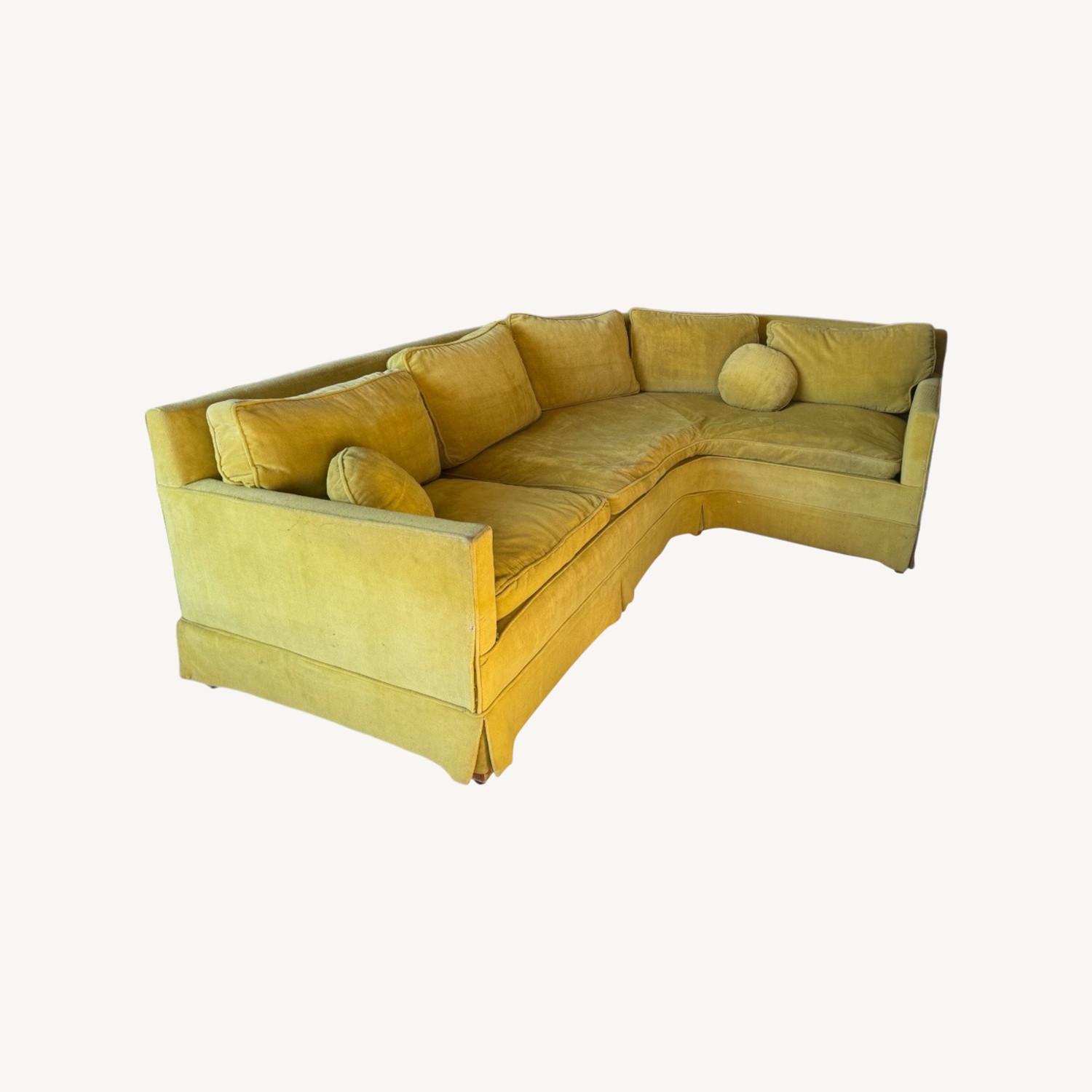 Vintage Curved Back Sofa Velvet Couch - image-0