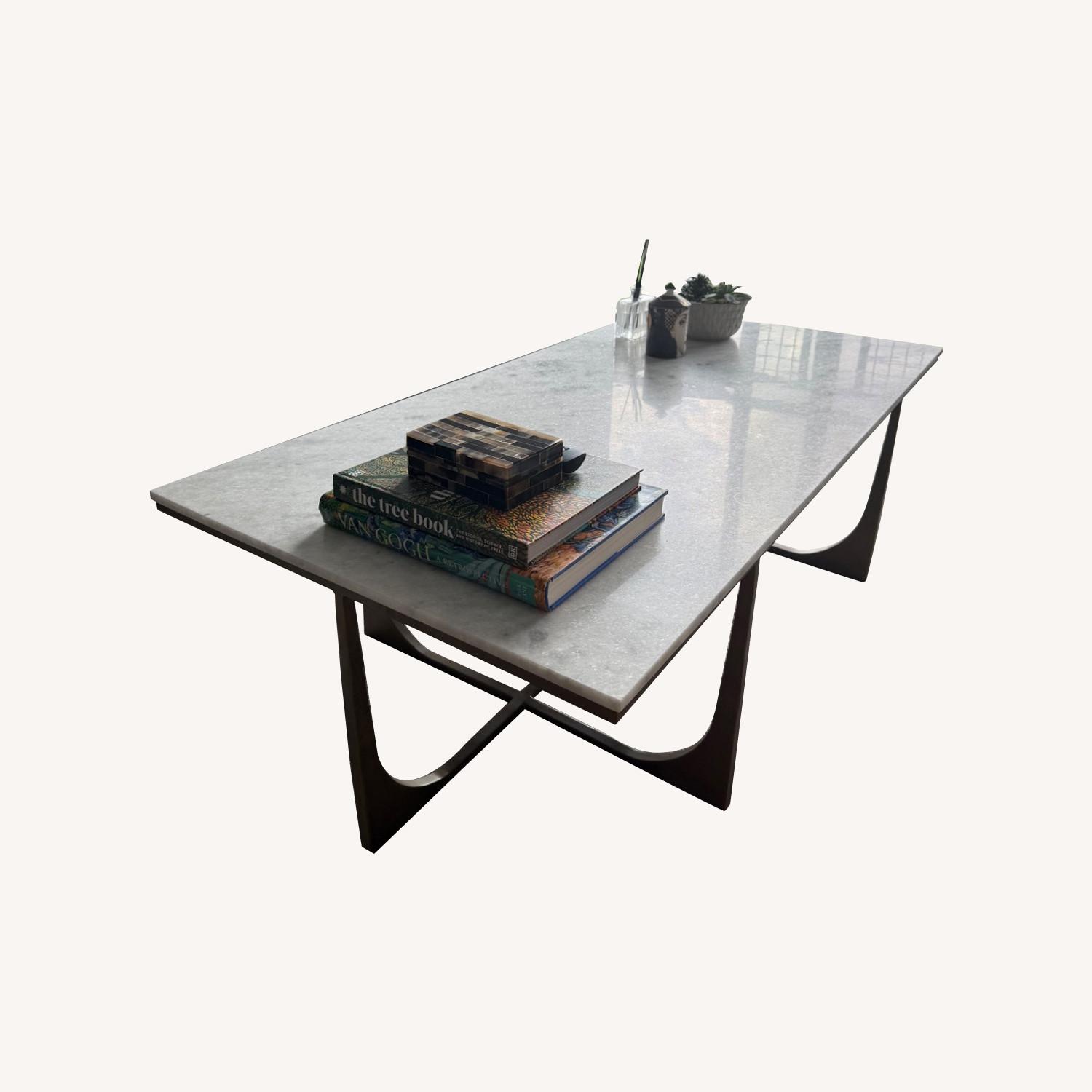 Walter E. Smithe White Marble Coffee Table - image-0
