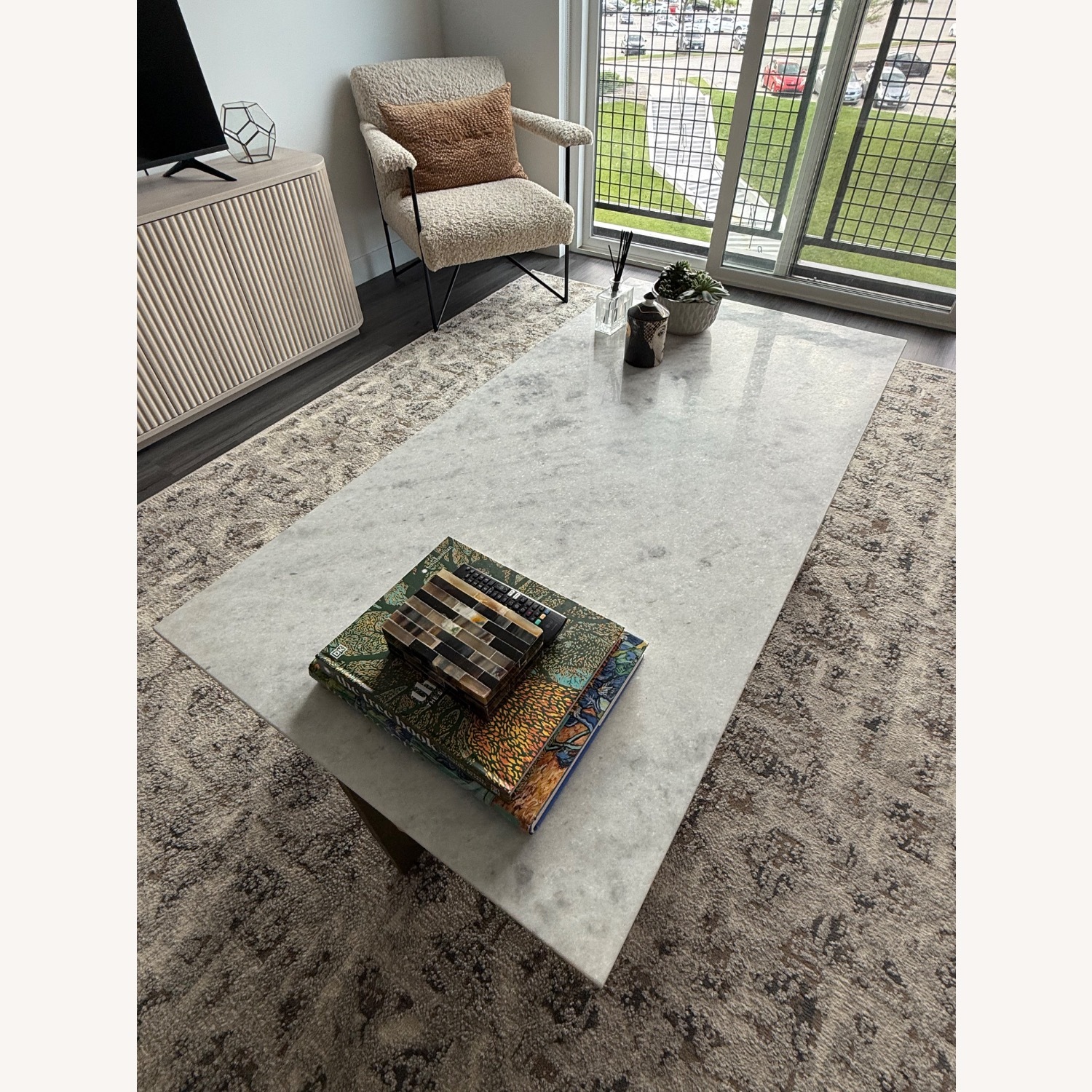 Walter E. Smithe White Marble Coffee Table - image-2