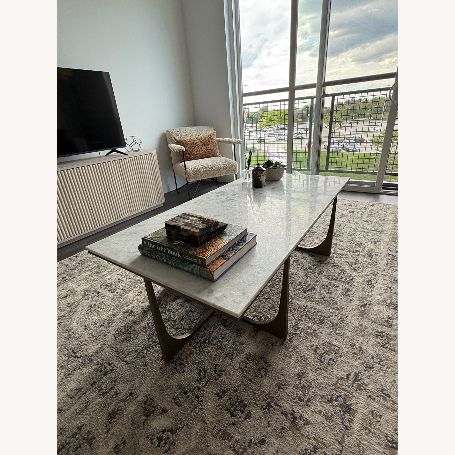 Walter E. Smithe White Marble Coffee Table - image-3