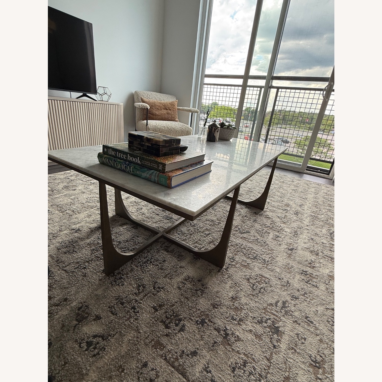 Walter E. Smithe White Marble Coffee Table - image-4