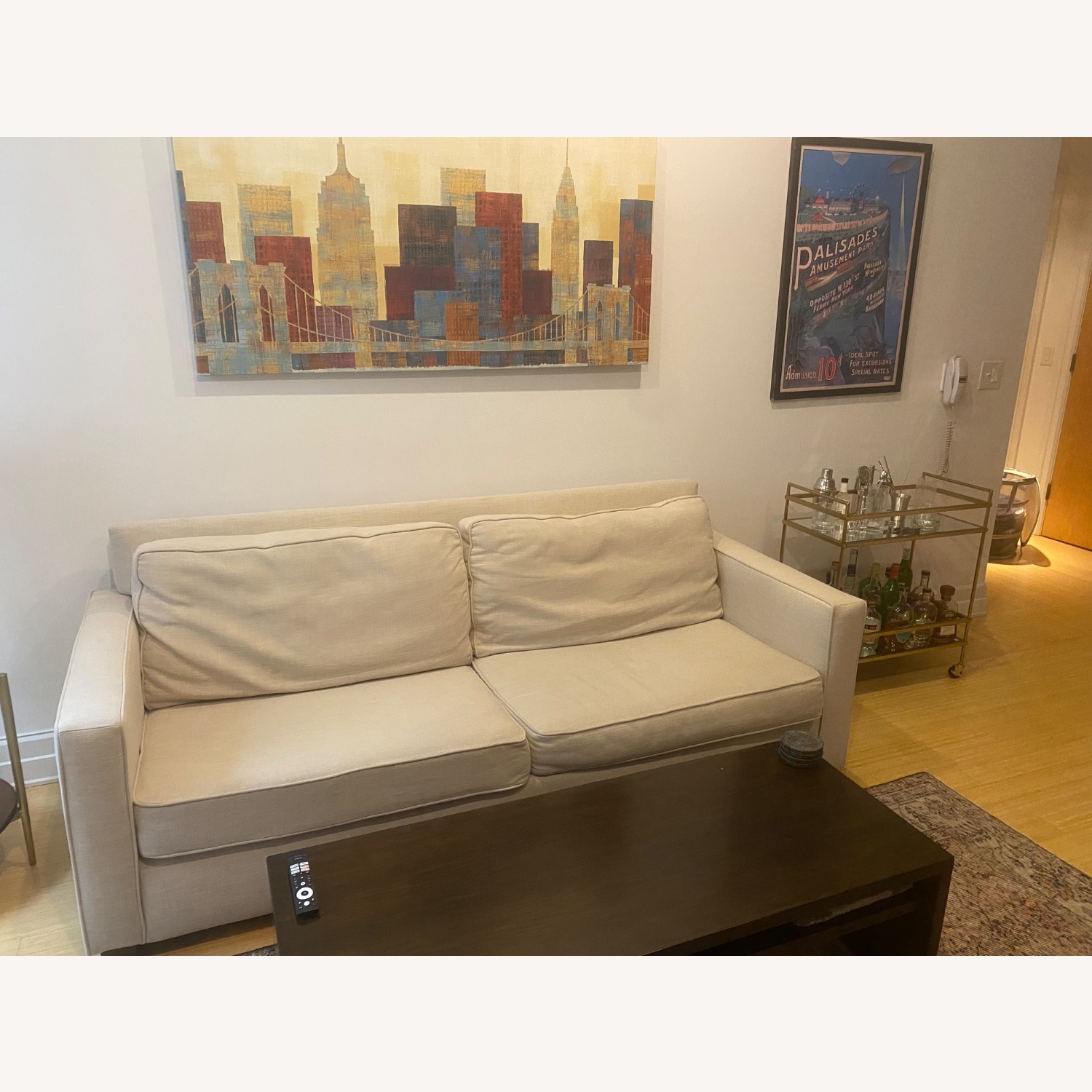 West Elm Henry Natural Linen 2 Seater Sofa - image-4