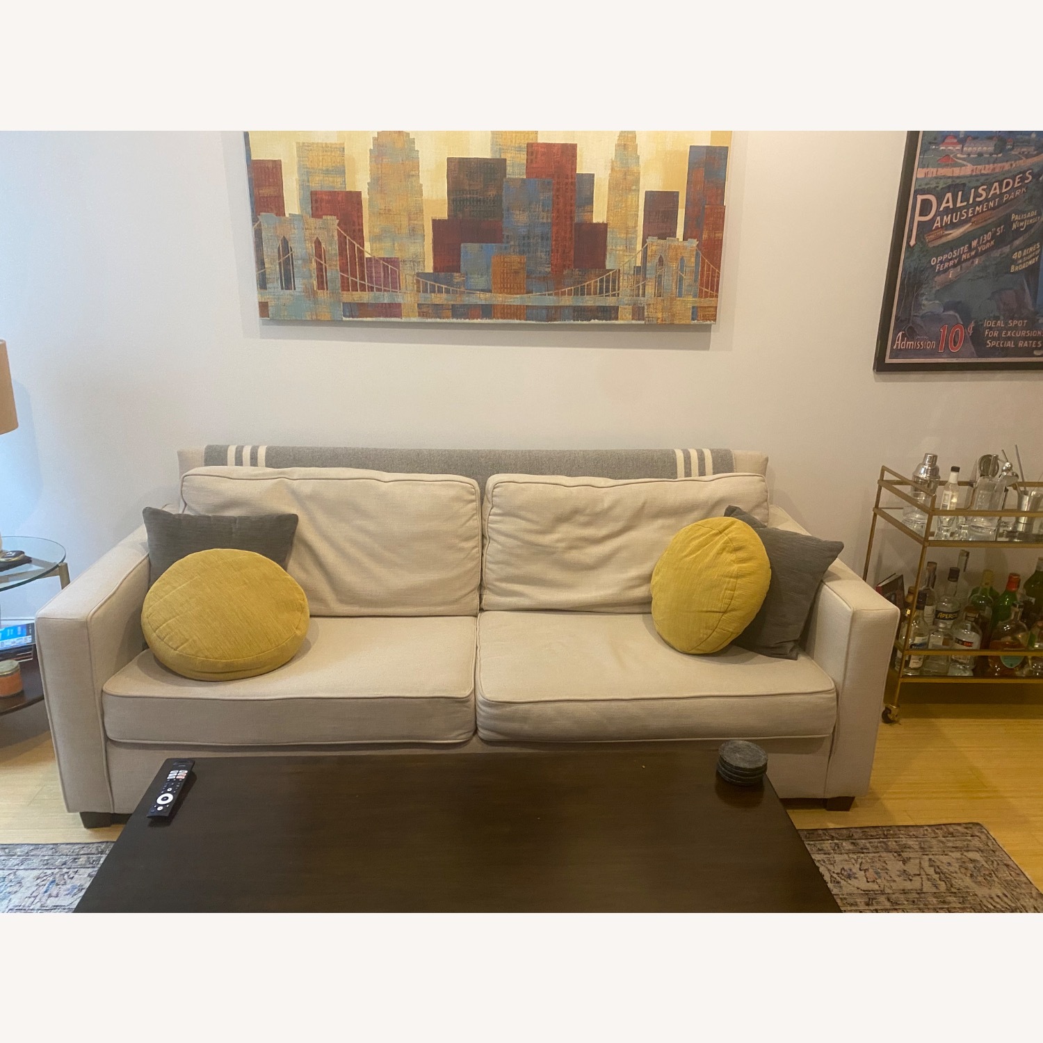 West Elm Henry Natural Linen 2 Seater Sofa - image-1