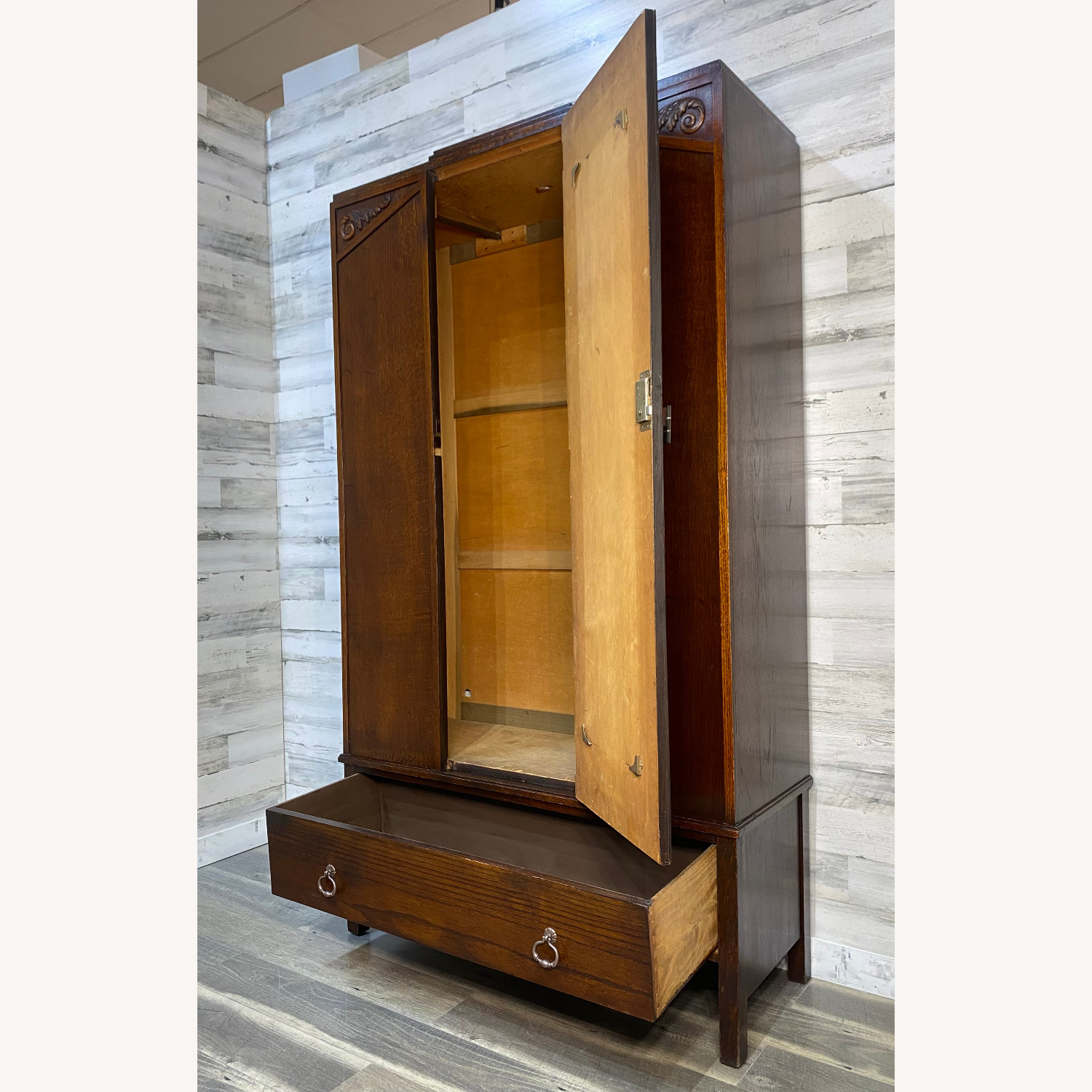 Vintage/Antique Dark Brown Armoire - image-5