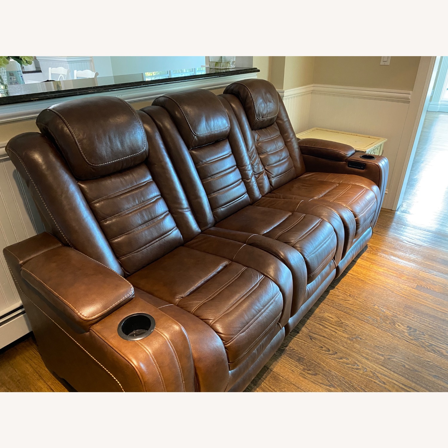 Ashley Leather Massage Reclining Sofa - image-1